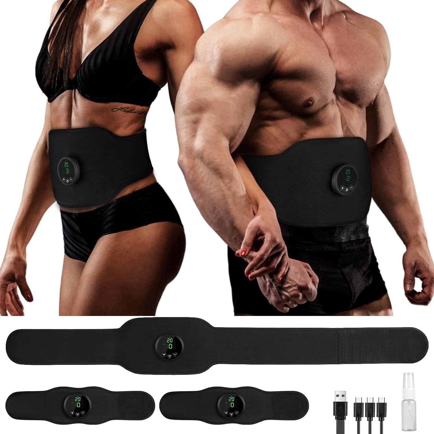 Ab Stimulator Muscle Toner – ABS and Arms Muscle Stimulator, All-in-one MHD TENS Portable Fitness Workout Equipment for Men and Women Neuropathy