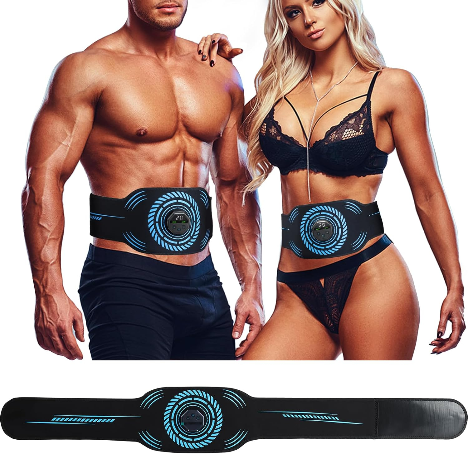 ABS Abdominal Toning Trainer, Haoyehome 10 modes Gym Equipment, Portable Ab Sport Exercise Belt, 20 Intensities Waist Trimmer Muscle Toner Fitness Training Gear Home Fitness Equipment For Men, Women