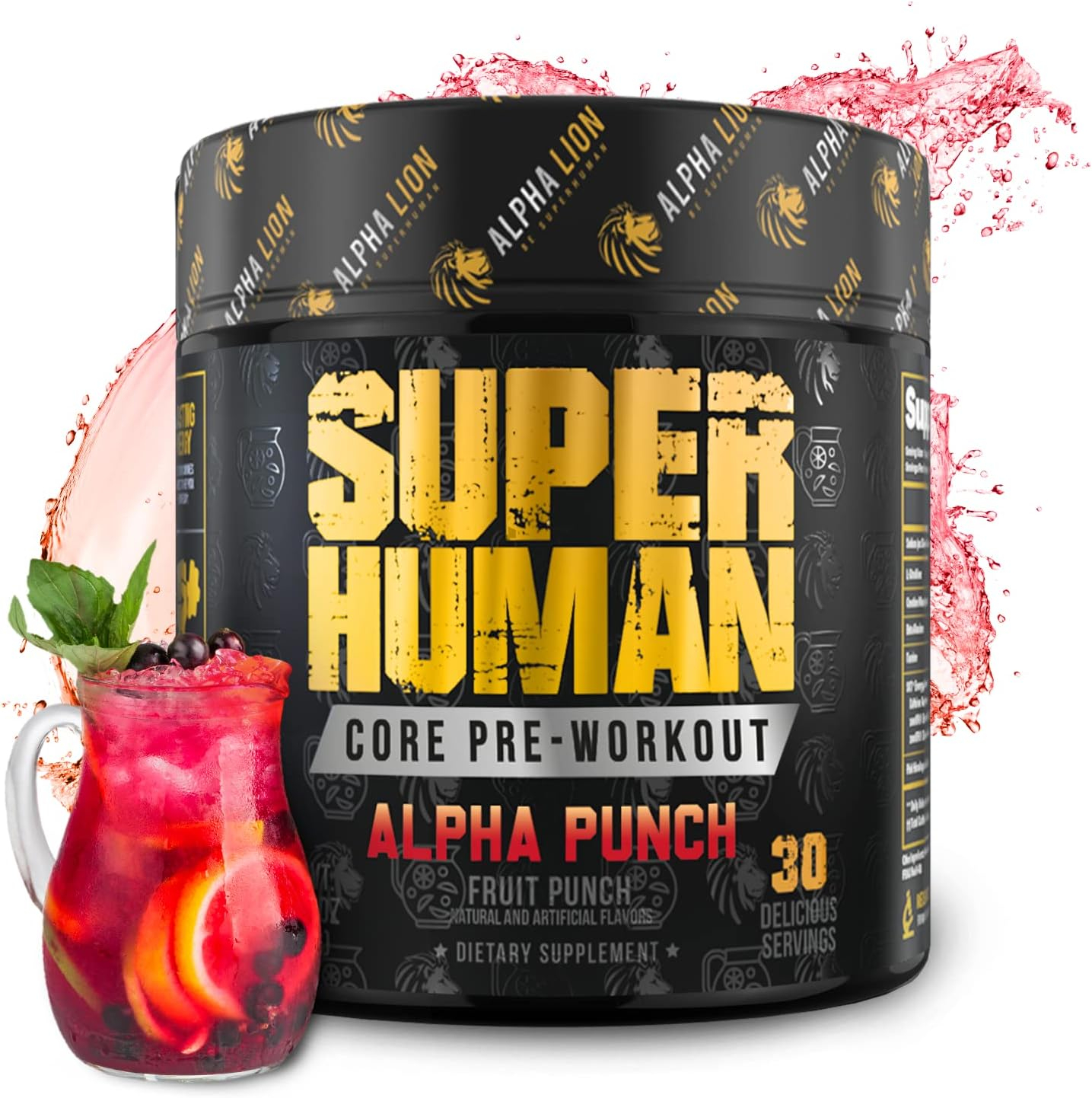ALPHA LION Core Pre Workout Powder with Creatine for Performance, Beta Alanine for Muscle, L-Citrulline for Pump  Tri-Source Caffeine for Sustained Energy (30 Servings, Fruit Punch Flavor)
