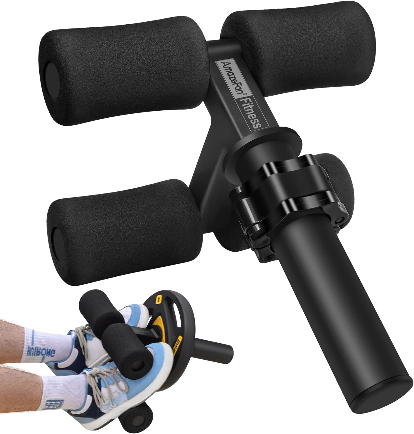 AmazeFan Tib Bar, Tibialis Trainer Leg Workout, Knees Over Toes Tibia Dorsi Calf Machine for Strength Training Calves/Shins/Ankles and Ripping Lower Leg Muscles, Fit 2 Weight Plates and All Shoe Size