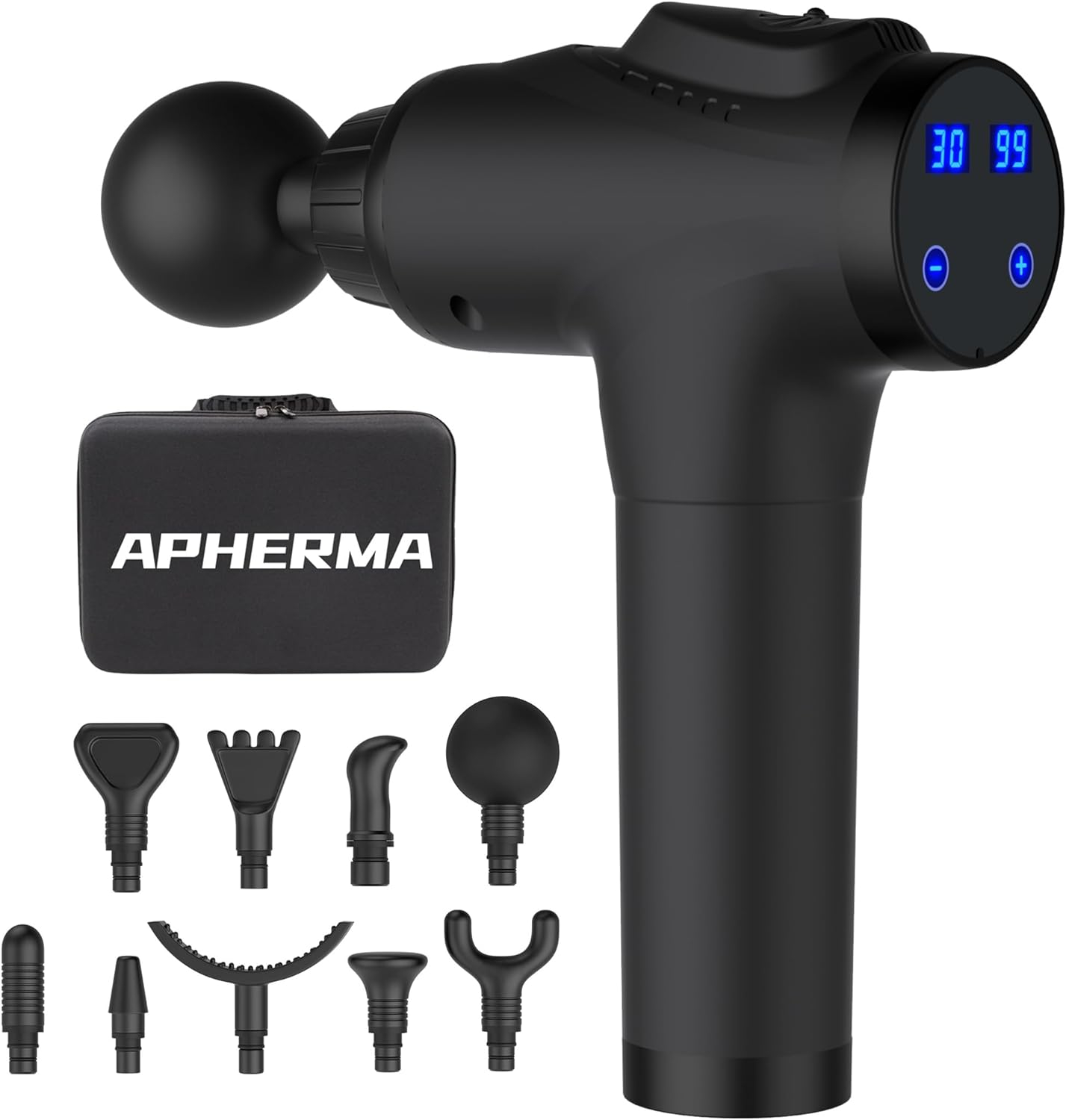 APHERMA Massage Gun, Muscle Massage Gun for Athletes Handheld Electric Deep Tissue Back Massager, Percussion Massage Device for Pain Relief with 30 Speed Levels 9 Heads