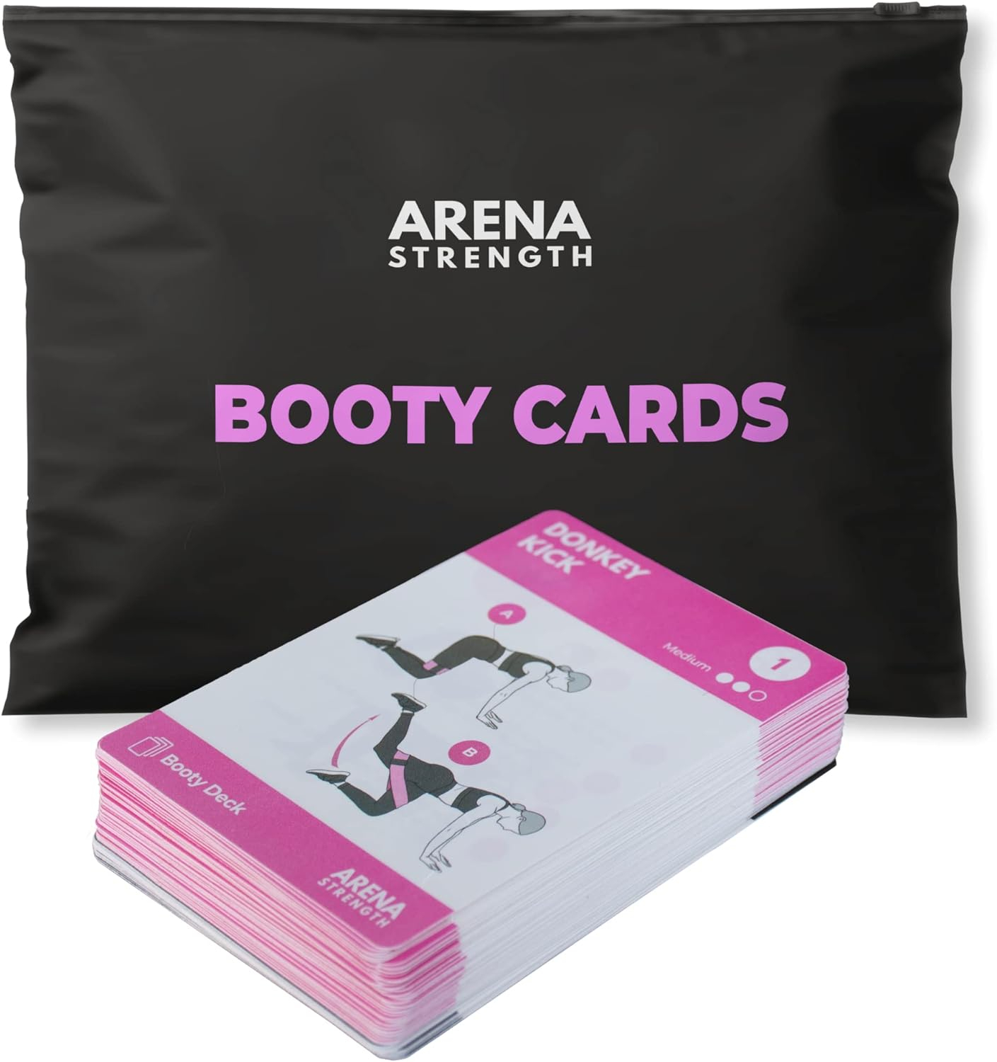 Arena Strength Booty Fitness Workout Cards- Instructional Deck for Band Workouts, Beginner Guide Resistance Training Exercises at Home. Includes Routines.