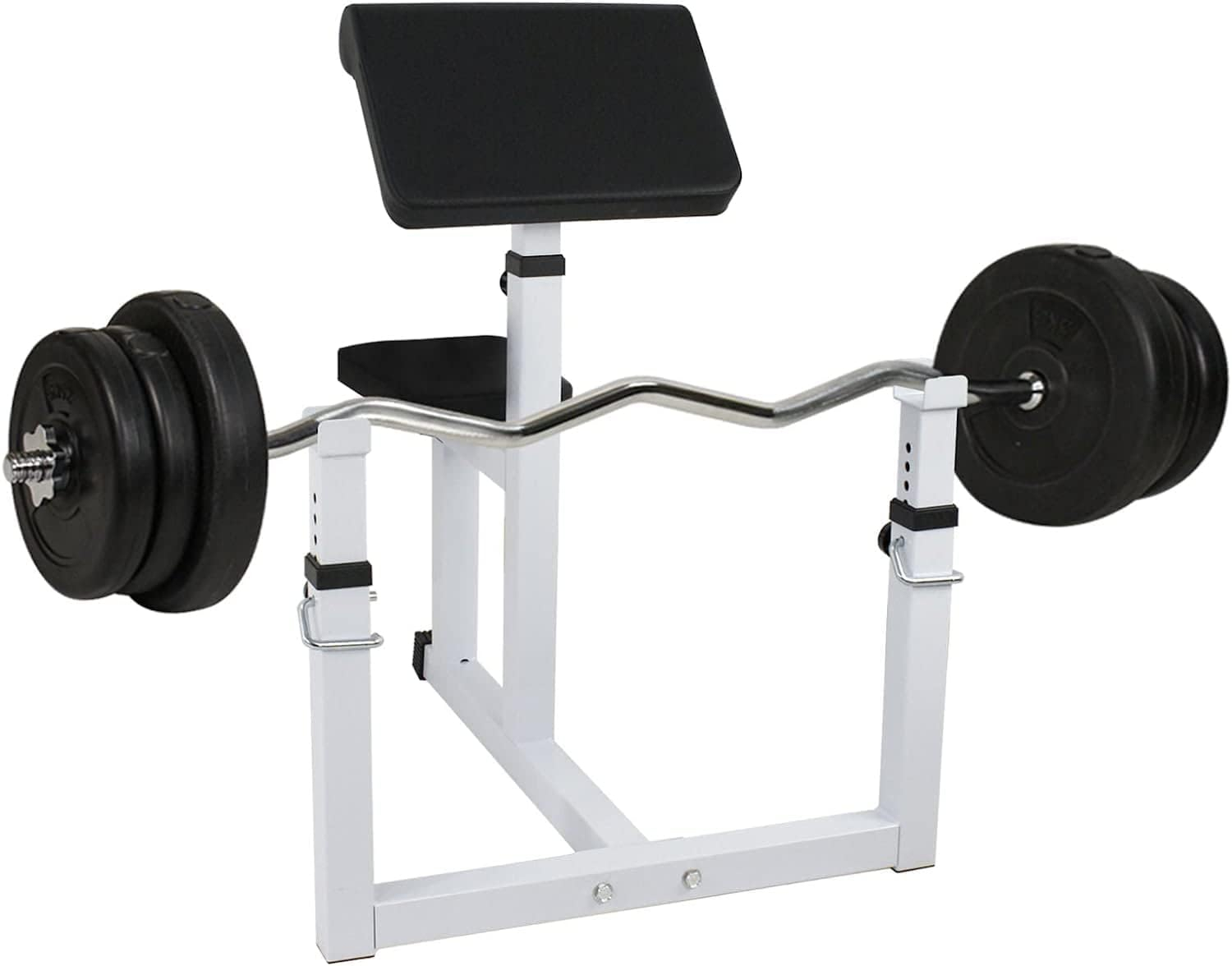 BBBuy Adjustable Arm Preacher Curl Bench Bicep Strengh Bench Seated Strenghthen Training Isolated Barbell Dumbell Biceps Station for Home Gym
