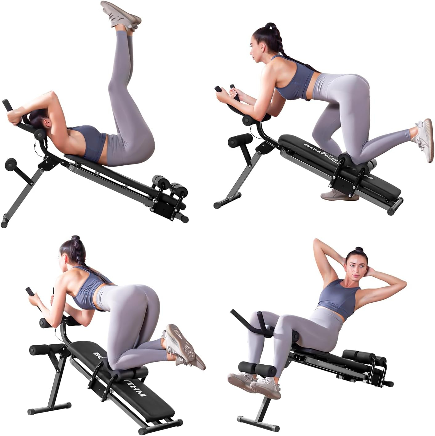BODY RHYTHM Ab Workout Machine with LCD Monitor for Home Gym,foldable Sit-Up Bench, Full Body Exercise Equipment for Leg,Thighs,Buttocks,Rodeo,Sit-up Exercise.