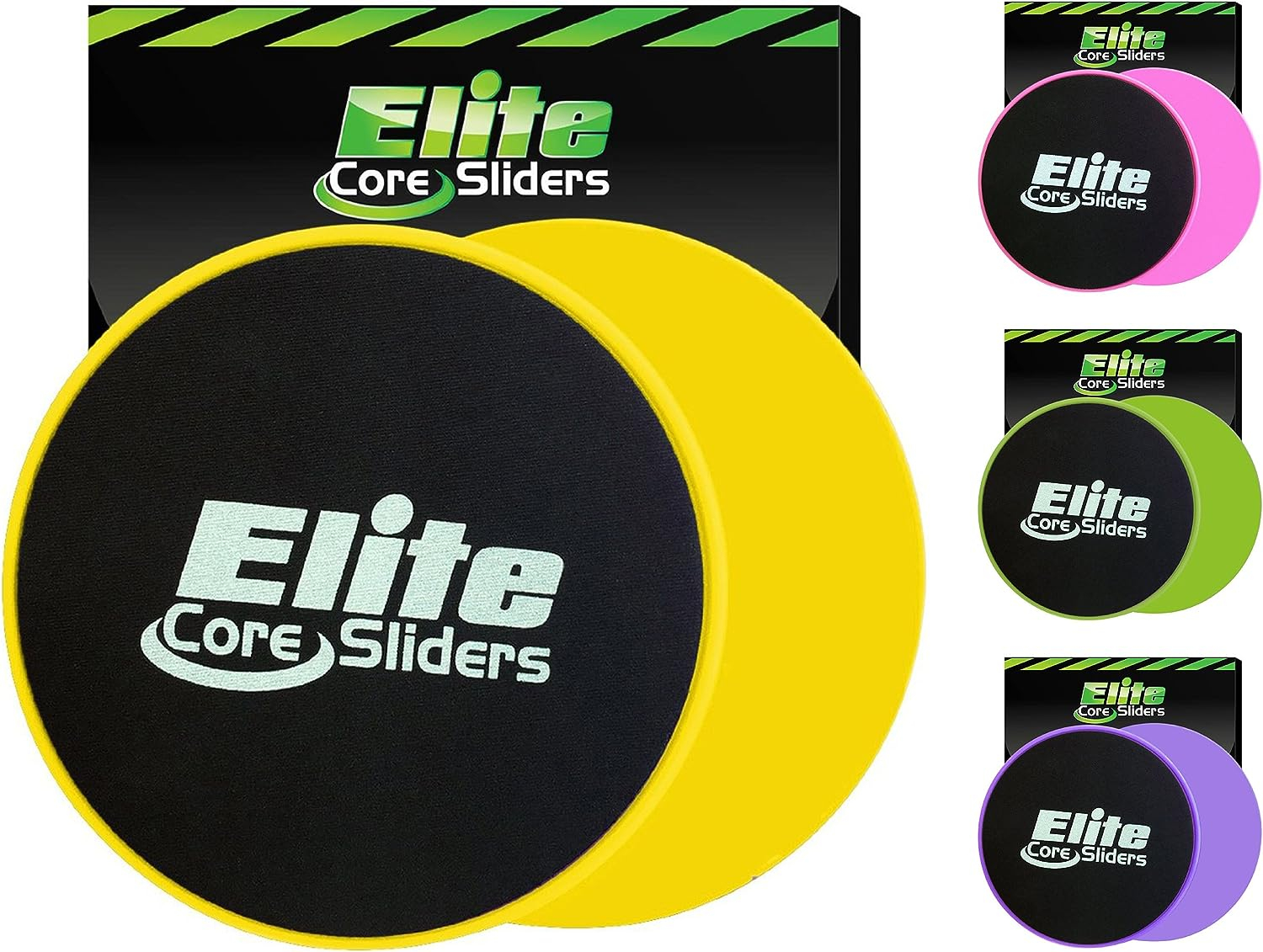 Elite Sportz Core Sliders for Working Out - Pack of 2 Compact, Dual Sided Gliding Discs for Full Body Workout on Carpet or Hardwood Floor - Fitness  Home Exercise Equipment - Small Gift for Athletes