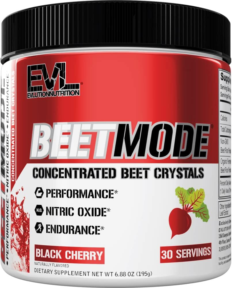 Evlution Nutrition Beet Root Powder Nitric Oxide Booster for Enhanced Energy and Pumps - Pre Workout Powder Beets Supplement - Black Cherry