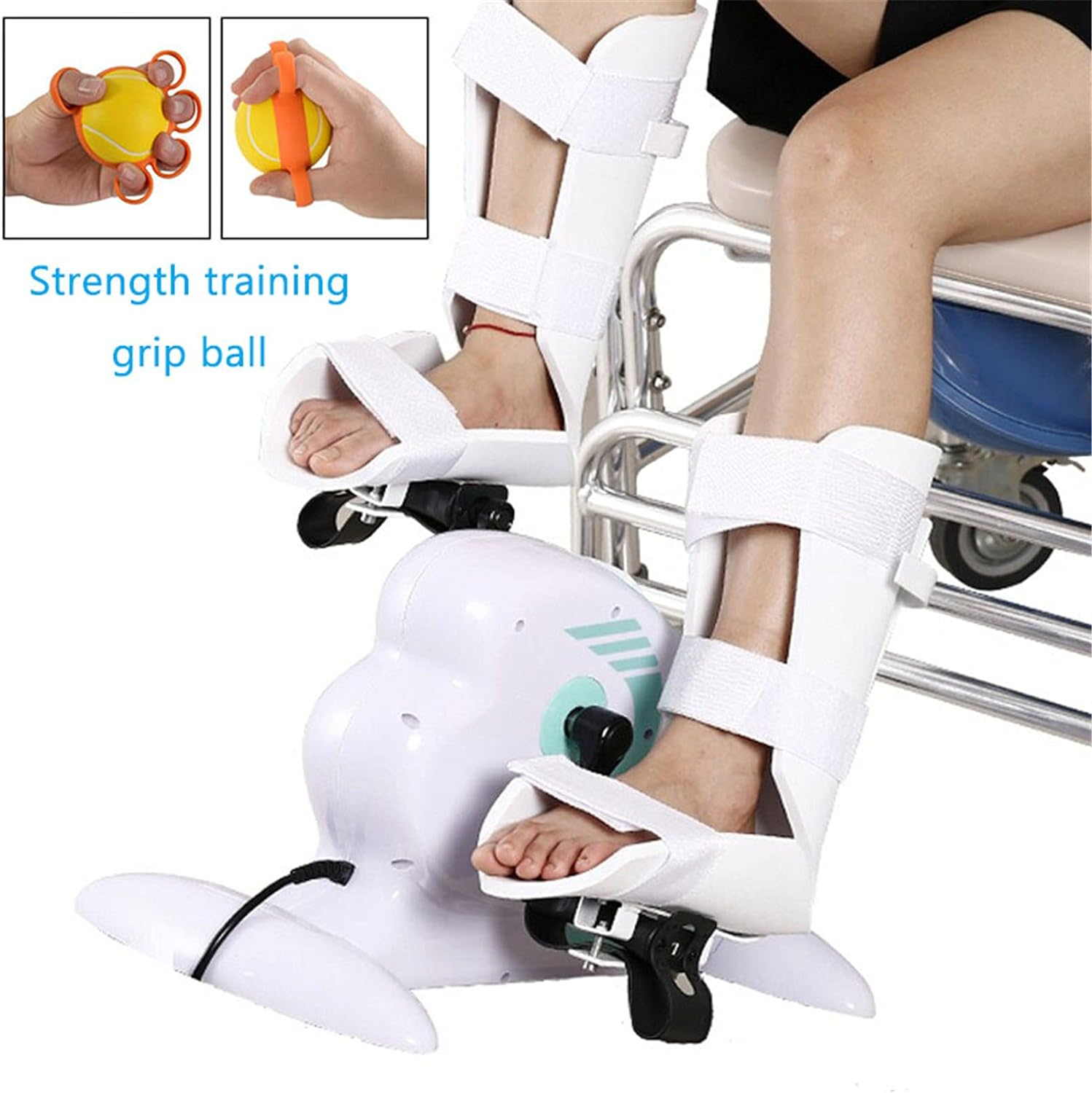 Fitness Motorized Pedal Exercise Bike with Leg Protector  Grip Strength Ball - Electric Pedal Exerciser Physical Therapy Rehab Trainer for Elderly Seniors Handicap Disabled Stroke Survivor