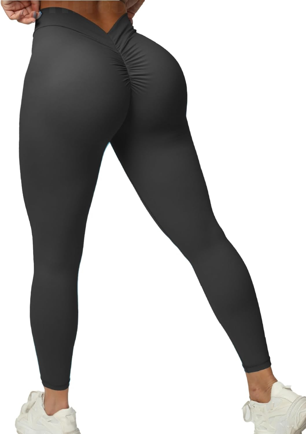 FITTOO V-Back Scrunch Butt Lift Leggings for Women High Waist Tummy Control Booty Gym Workout Yoga Pants