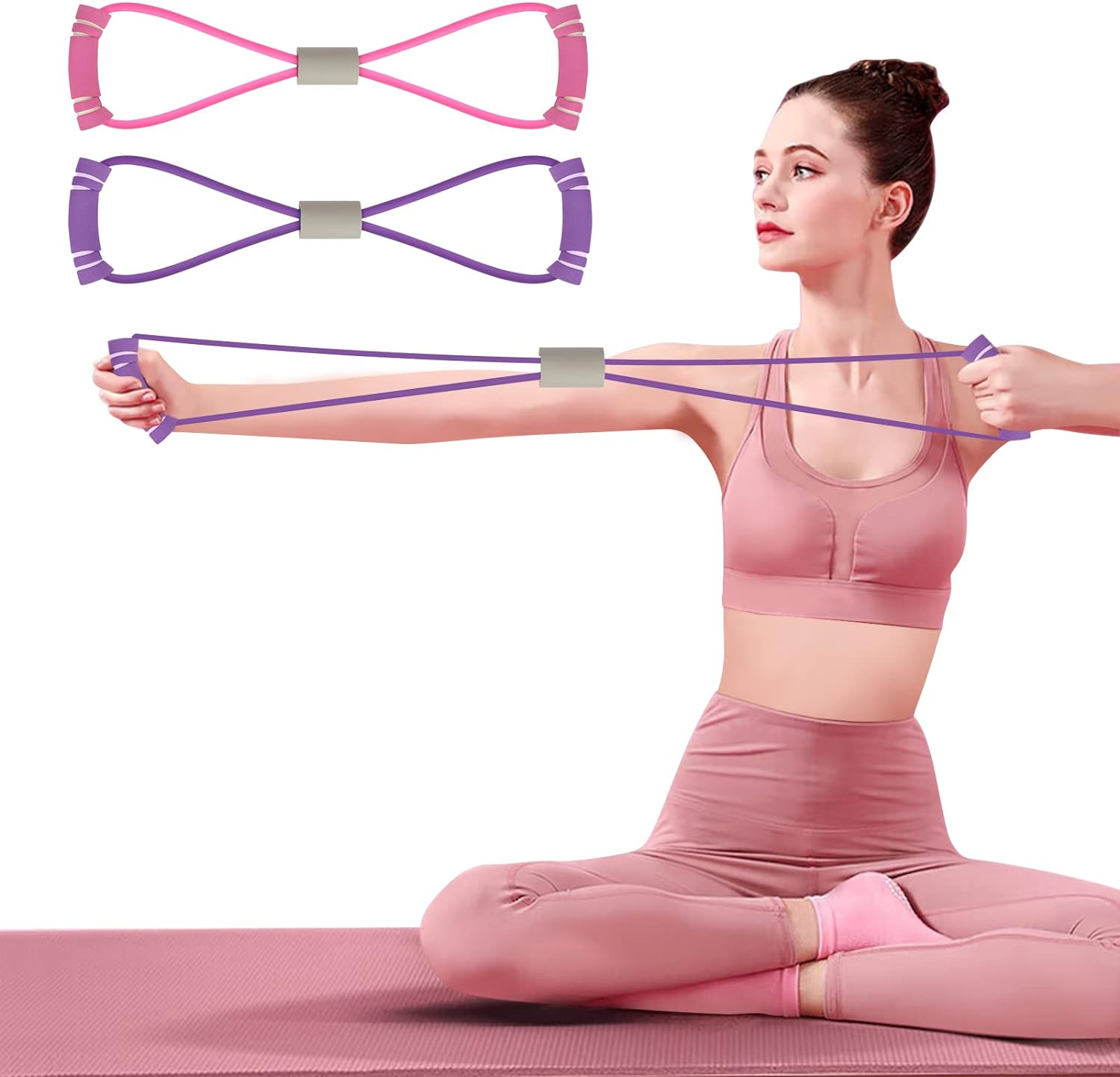 FYY Figure 8 Resistance Bands, Yoga Resistance Band Stretch Fitness Band, Pull Rope, Chest Arm and Shoulder Stretch Bands Exercise Equipment for Home Workout, Physical Therapy, Strength Training