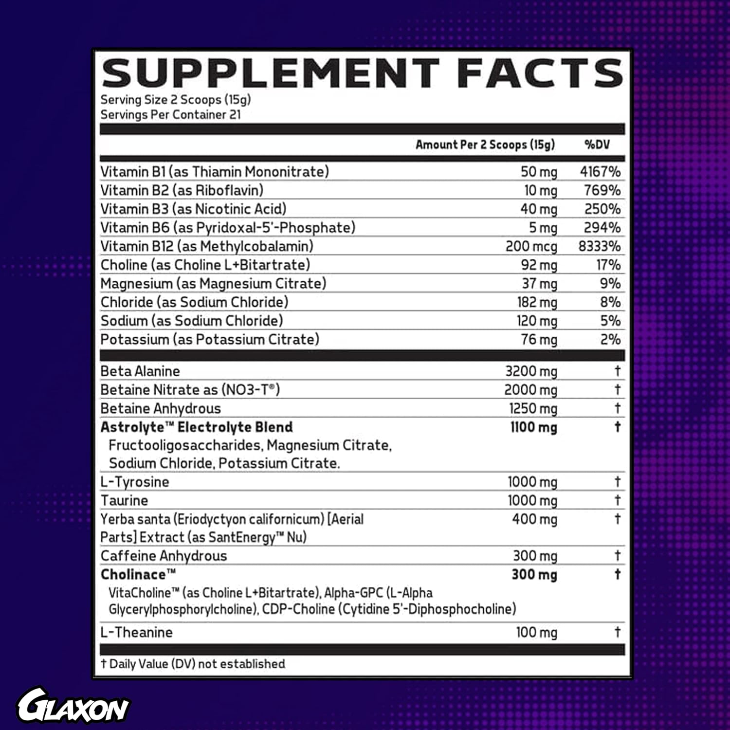 Glaxon Specimen High Stimulant Pre Workout Powder, Preworkout with 300mg Caffeine and 3200mg Beta Alanine Per Serving for Workout-Dominating Energy, Focus, and Pump (Watermelon Ice)