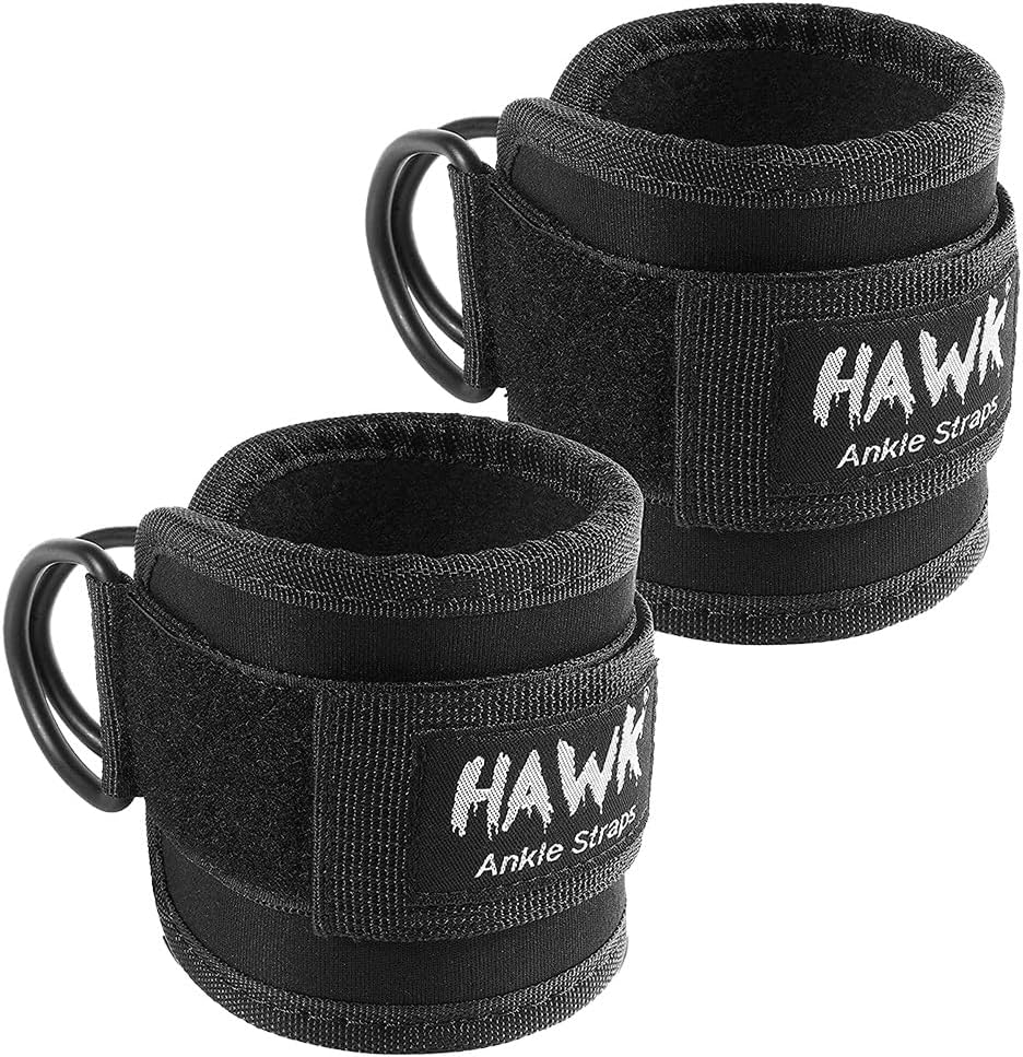 Hawk Sports Ankle Straps for Cable Machines for Enhanced Booty, Glute, Leg  Other Lower Body Workouts, Strong and Portable Glute Kickback Ankle Strap (Pair) for Safely Weightlifting an Extra 220 lbs.