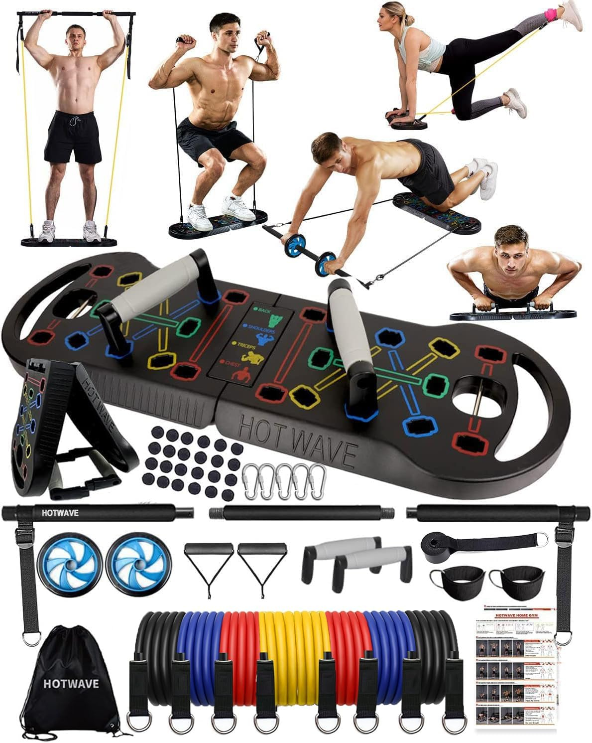 HOTWAVE Push Up Board Fitness, Portable Foldable 20 in 1 Push Up Bar at Home Gym, Pushup Handles for Floor. Professional Strength Training Equipment For Man and Women,Patent Pending
