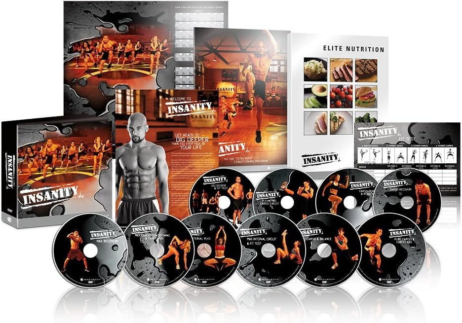 INSANITY Base Kit - DVD Workout, 60 Day Total Body Conditioning Program, Home Gym Bodyweight Exercise Program, No Workout Equipment Needed, Nutrition Guide Included, 10 DVDs