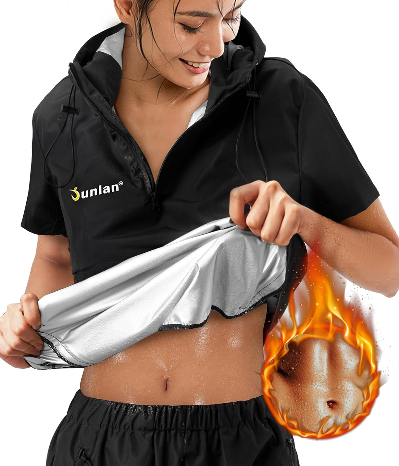 Junlan Sauna Suit for Women Sweat Sauna Pants Sweat Jacket Gym Workout Vest Sweat Suits for Women
