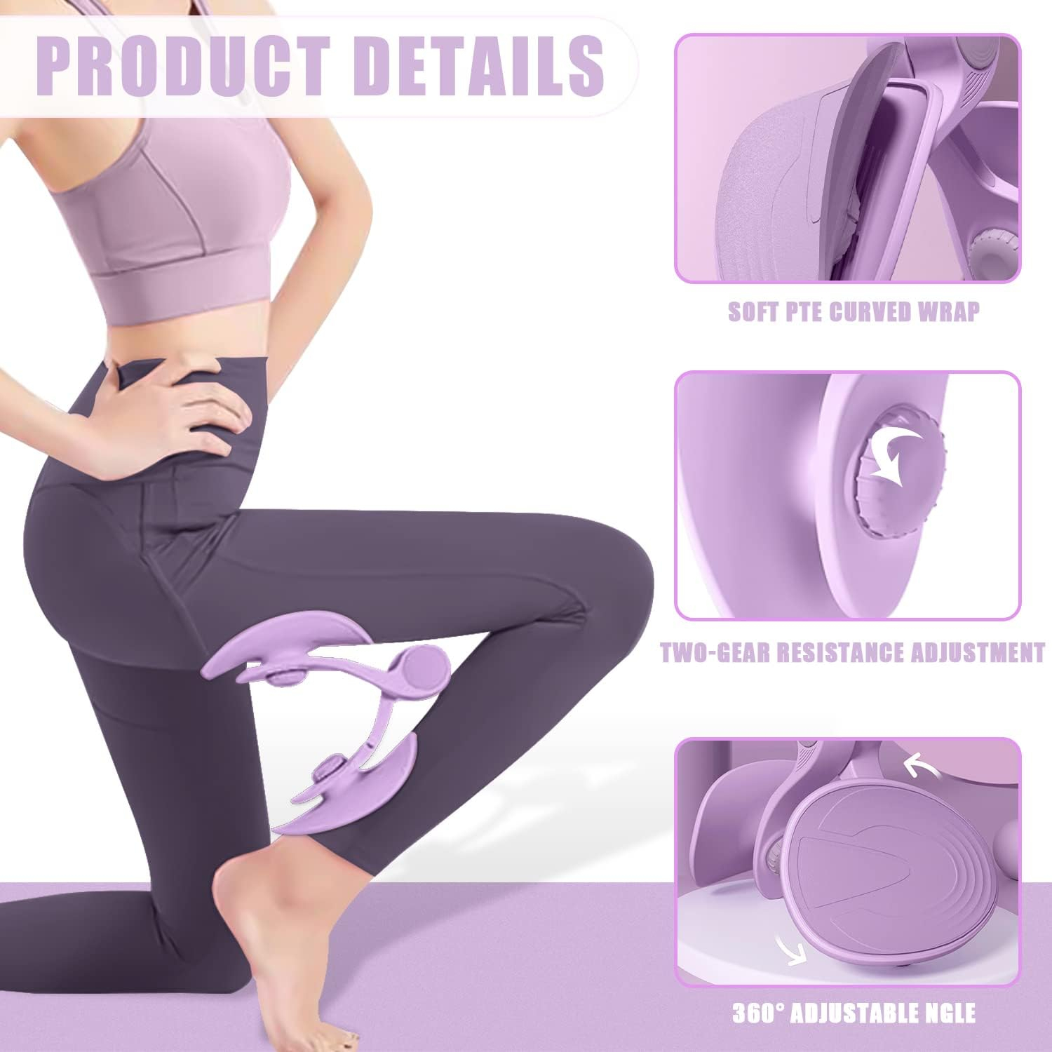 Kmise Thigh Master Thigh Exerciser,Pelvic Floor Muscle Trainer,Kegel Trainer for Postpartum Rehabilitation, Arm/Leg/Hip/Inner Thigh Exercise Workout Equipment for Women Come with 8-Shaped Tension Band
