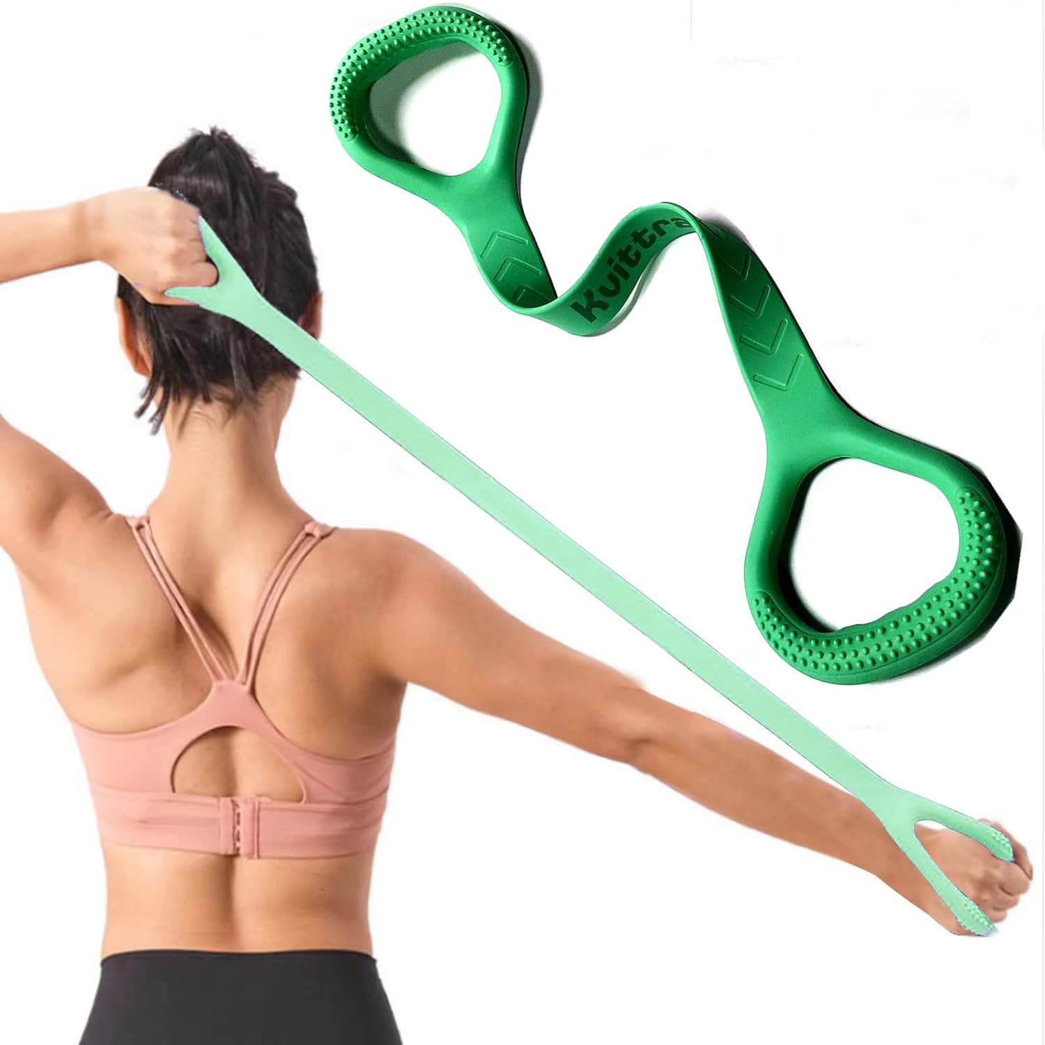 Kvittra Figure 8 Resistance Band, Arm Back Shoulder Exercise Elastic Rope Stretch Fitness Band, Foot, Leg, Hand Stretcher, Arm Exerciser for Yoga Pilates Stretching Physical Therapy, Home Gym Workout
