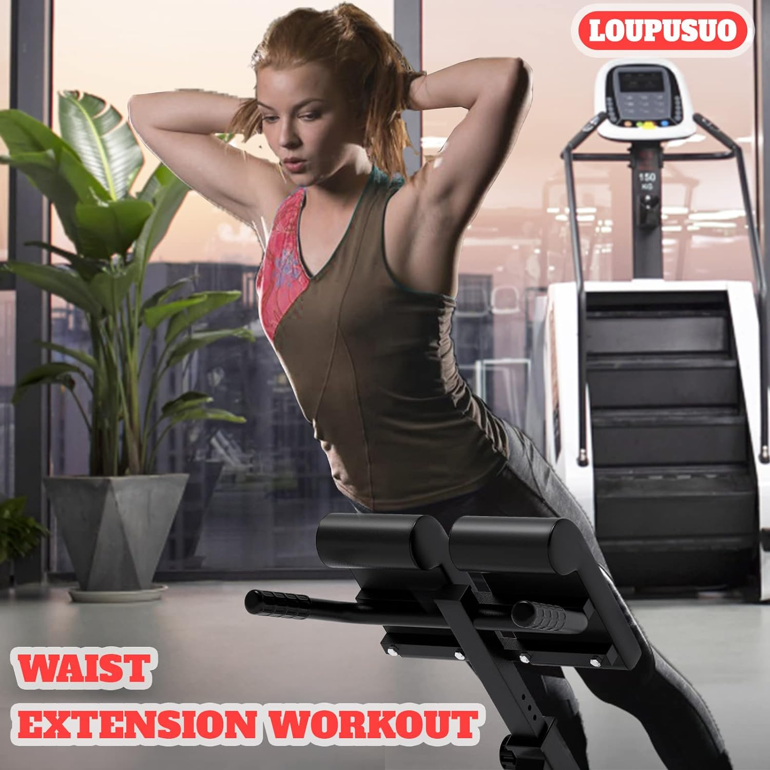 Loupusuo Roman Chair,Back Extension Bench,Multi Functional Ab Bench, Hyperextension Bench Abdominal Exercise, Waist Extension Workout, Buttocks Machine, Leg Strength Trainer Home Men Women Full Body