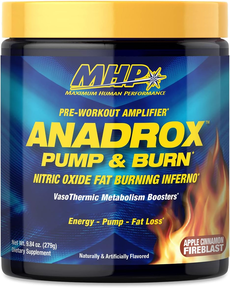Maximum Human Performance Mhp Anadrox Pre-Workout, Nitric Oxide, Energy, Pumps, Apple Cinnamon Fireblast