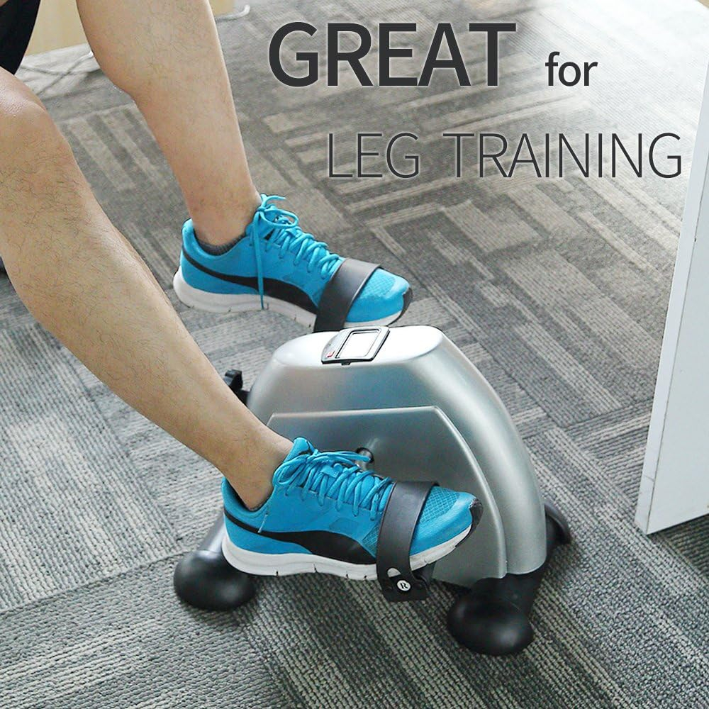 Mini Exercise Bike, himaly Under Desk Bike Pedal Exerciser Portable Foot Cycle Arm  Leg Peddler Machine with LCD Screen Displays