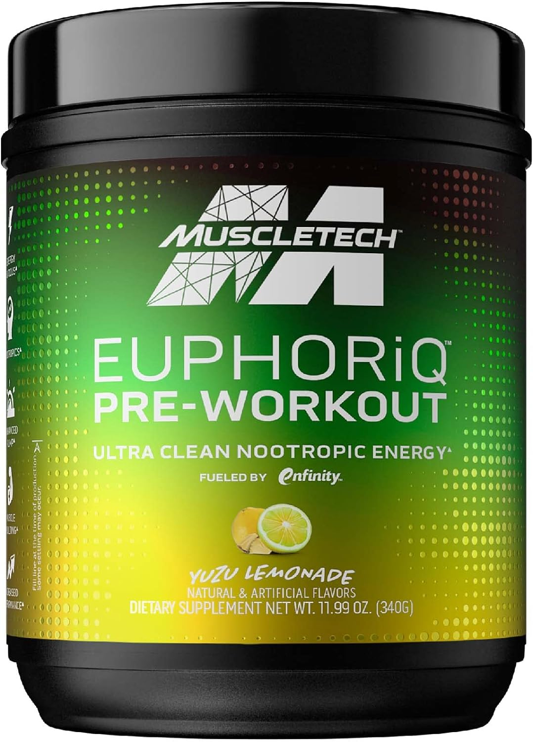 MuscleTech Pre Workout Powder EuphoriQ PreWorkout Smart Pre Workout Powder for Men  Women Caffeine Metabolite Fueled with Paraxanthine Yuzu Lemonade (20 Servings)