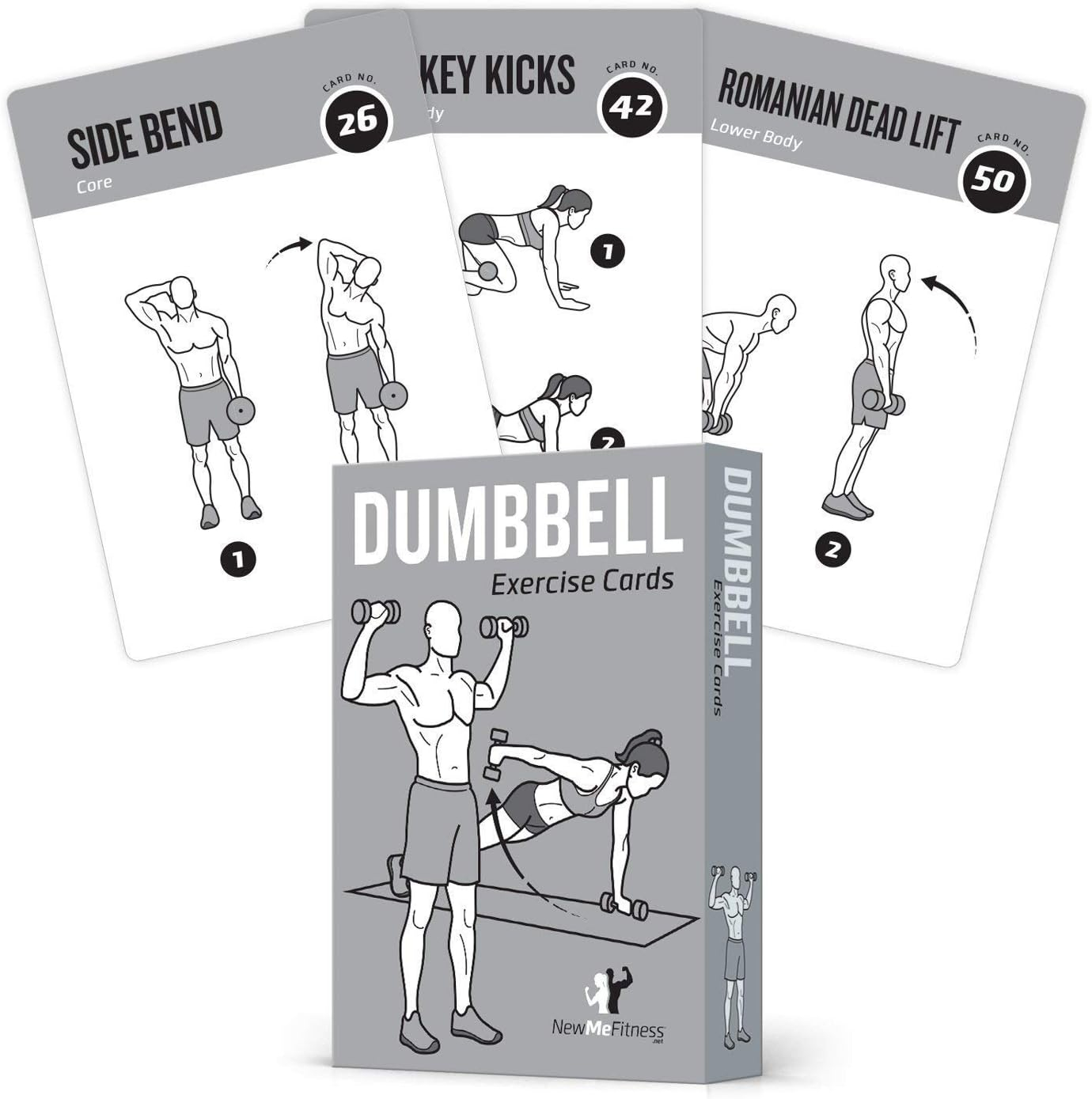 NewMe Fitness Dumbbell Workout Cards, Instructional Fitness Deck for Women  Men, Beginner Fitness Guide to Training Exercises at Home or Gym (Dumbbell, Vol 1)