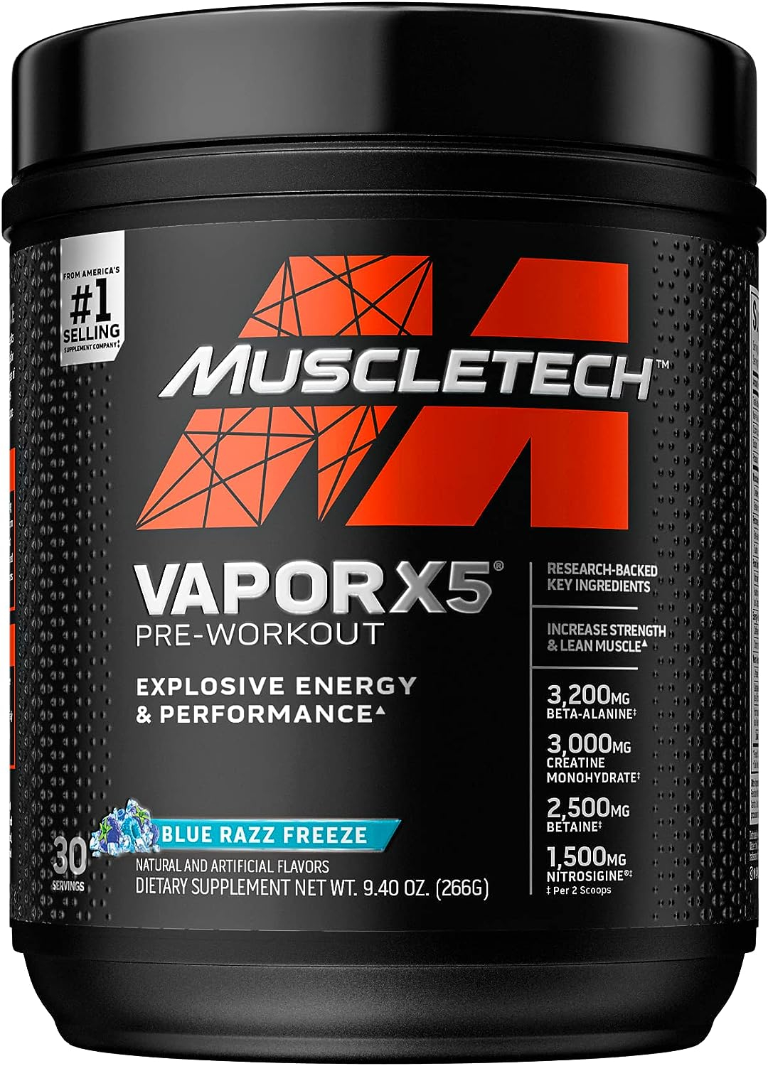 Pre Workout Powder | MuscleTech Vapor X5 | Pre Workout Powder for Men  Women | PreWorkout Energy Powder Drink Mix | Sports Nutrition Pre-Workout Products | Blue Raspberry (30 Servings)-Package Varies