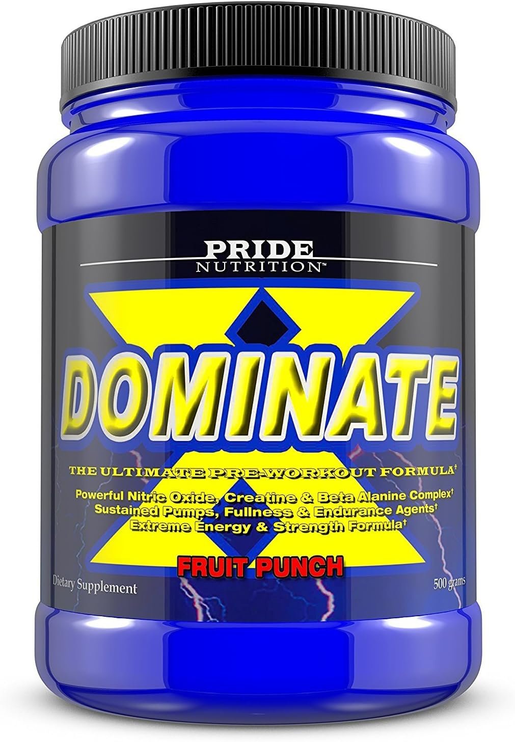 Pride Nutrition Dominate X Pre Workout Supplement - 500g Nitric Oxide  Creatine Pre-Workout Drink for Energy and Endurance - for Men and Women - 25 Servings (Fruit Punch)