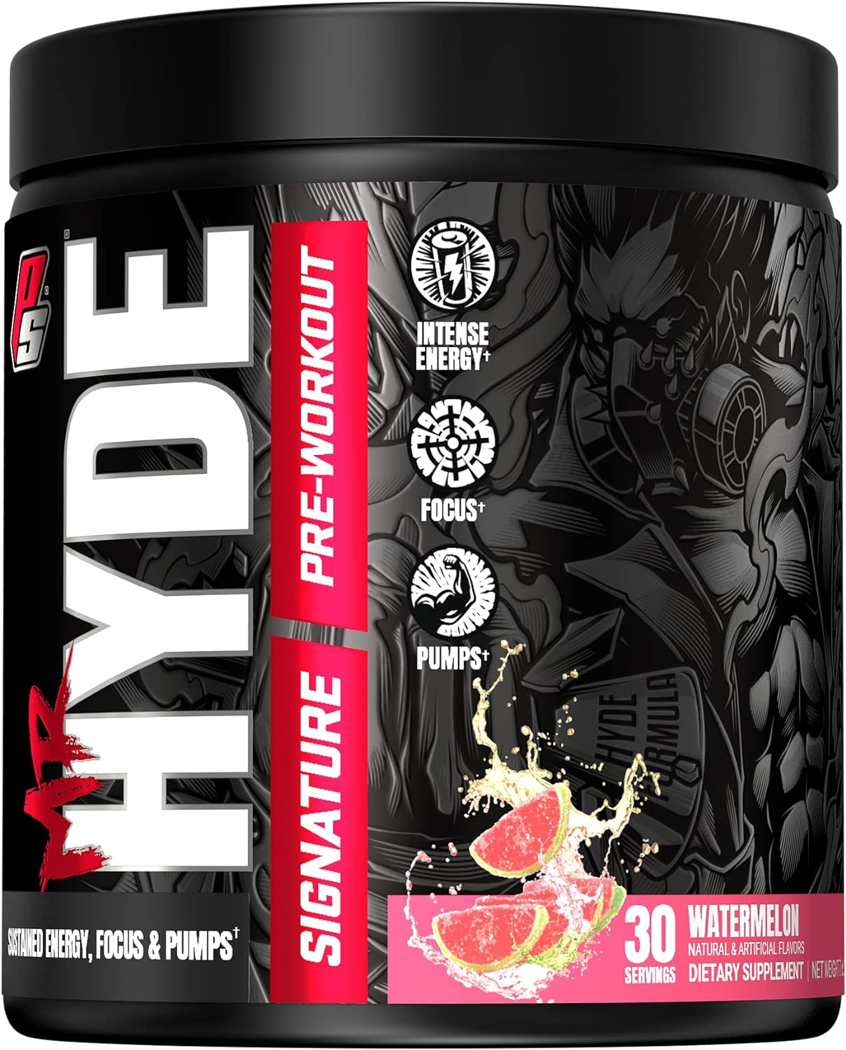 PROSUPPS Mr. Hyde Signature Series Pre-Workout Energy Drink – Intense Sustained Energy, Focus  Pumps with Beta Alanine, Creatine, Nitrosigine  TeaCrine (30 Servings Watermelon)