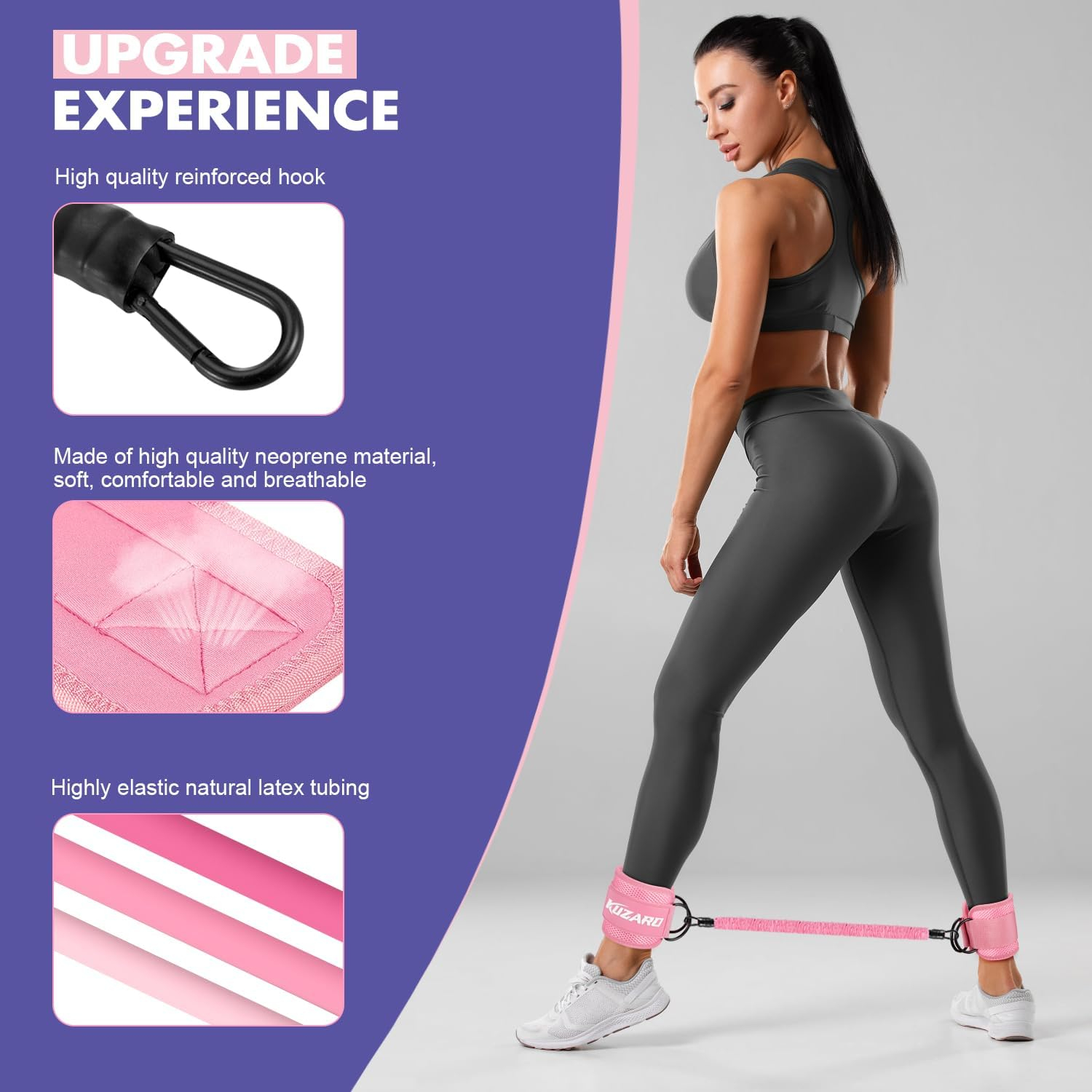 Resistance Band Set with Ankle Straps, Glutes Workout Equipment, Ankle Bands for Working Out, Butt Exercise Equipment for Women Legs and Glutes - Perfect for Home Workouts and Fitness Training