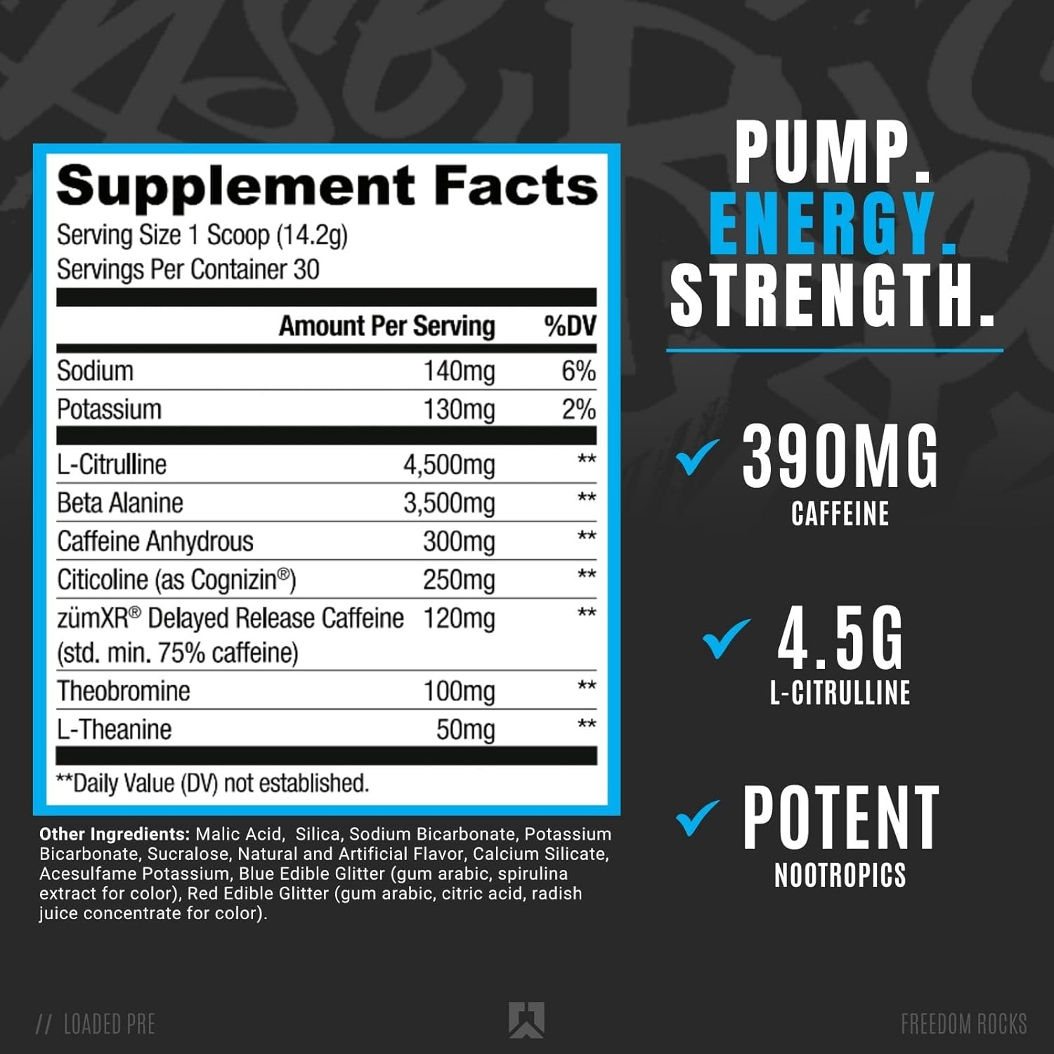 Ryse Loaded Pre Workout Powder Supplement for Men  Women | Pumps, Energy, Focus | Beta Alanine + Citrulline | 390mg Caffeine | 30 Servings (Cherry Ring Pop)