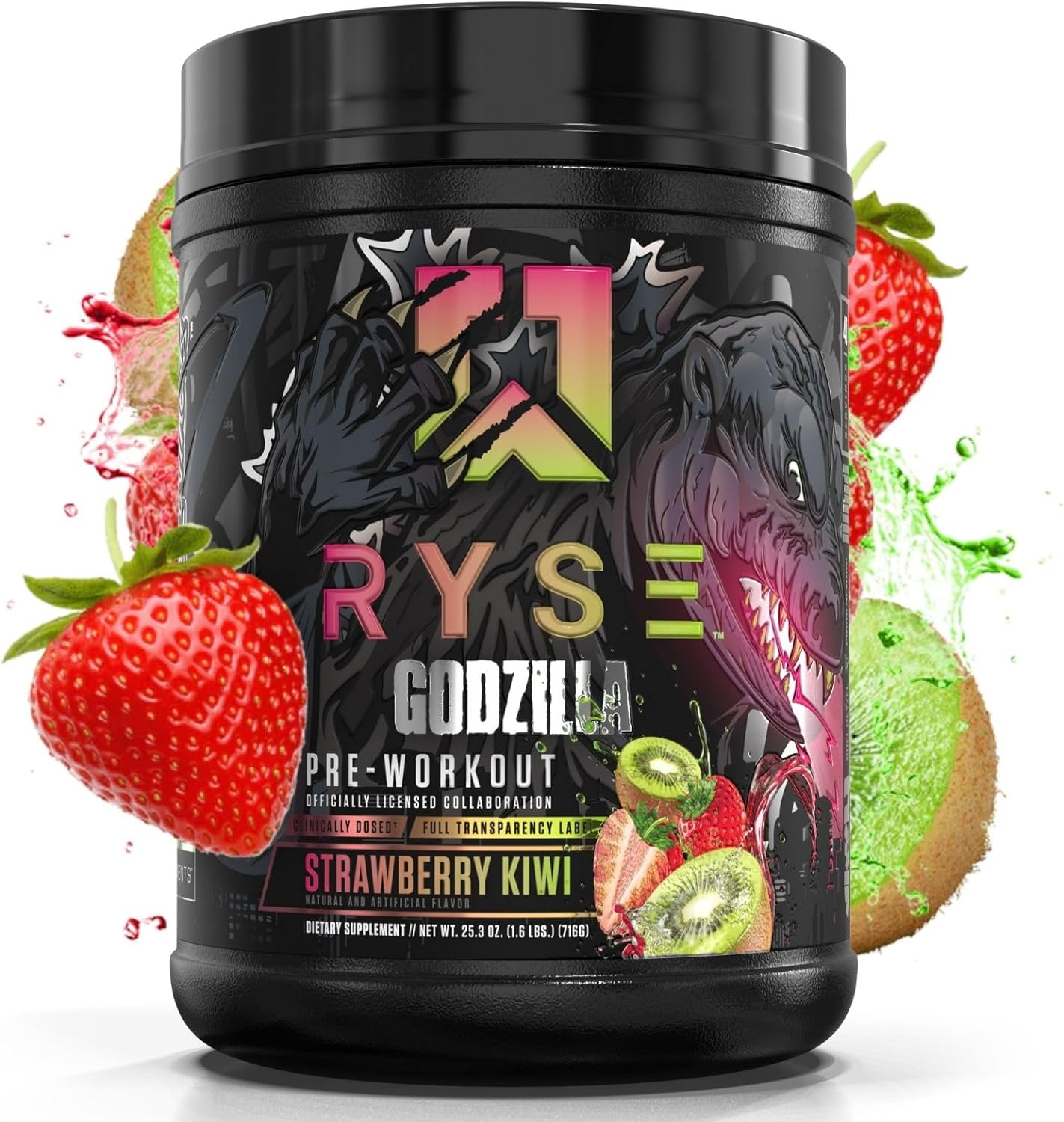 Ryse Noel Deyzel x Godzilla Pre Workout | Intense Pumps, Energy,  Focus | Citrulline  Beta Alanine | 400mg Total Caffeine | 40 Servings (Strawberry Kiwi)