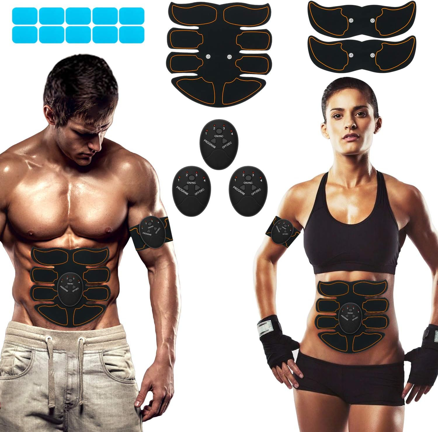 SPORTLIMIT Abs Stimulator, Abdominal Toning Workout for Abdomen/Arm/Leg,Workout Equipment for Men Women,10 pcs Free Gel Pads