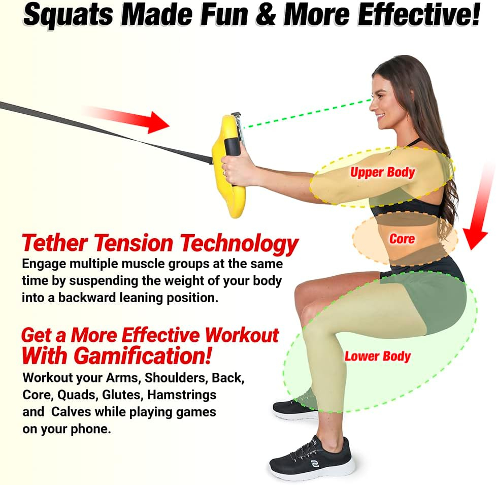 STEALTH Squat Trainer - Turn Fitness Into a Fun Game - Home Fitness Equipment  Full Body Workout - Get Lean Sculpted Legs  Glutes Playing Games on Your Phone - Free iOS/Android App, 3 Free Mobile Games - Train Legs, Butt, and Thighs
