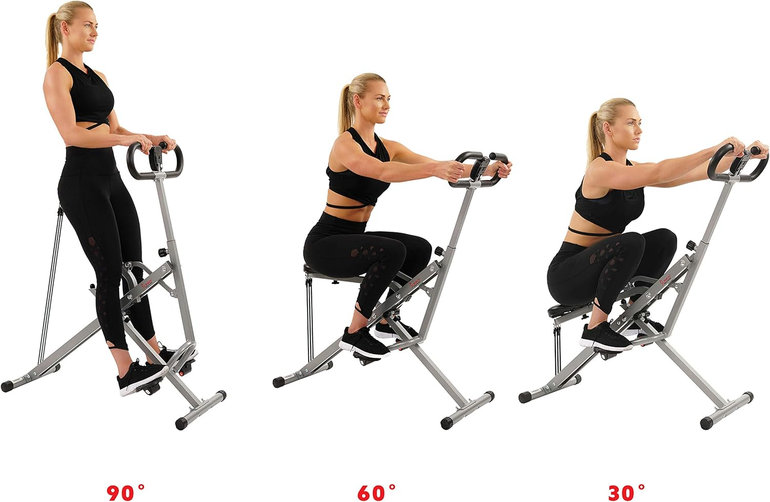 Sunny Health  Fitness Row-N-Ride Squat Assist Trainer for Glutes Workout With Adjustable Resistance, Easy Setup  Foldable Exercise Equipment, Glute  Leg Exercise Machine