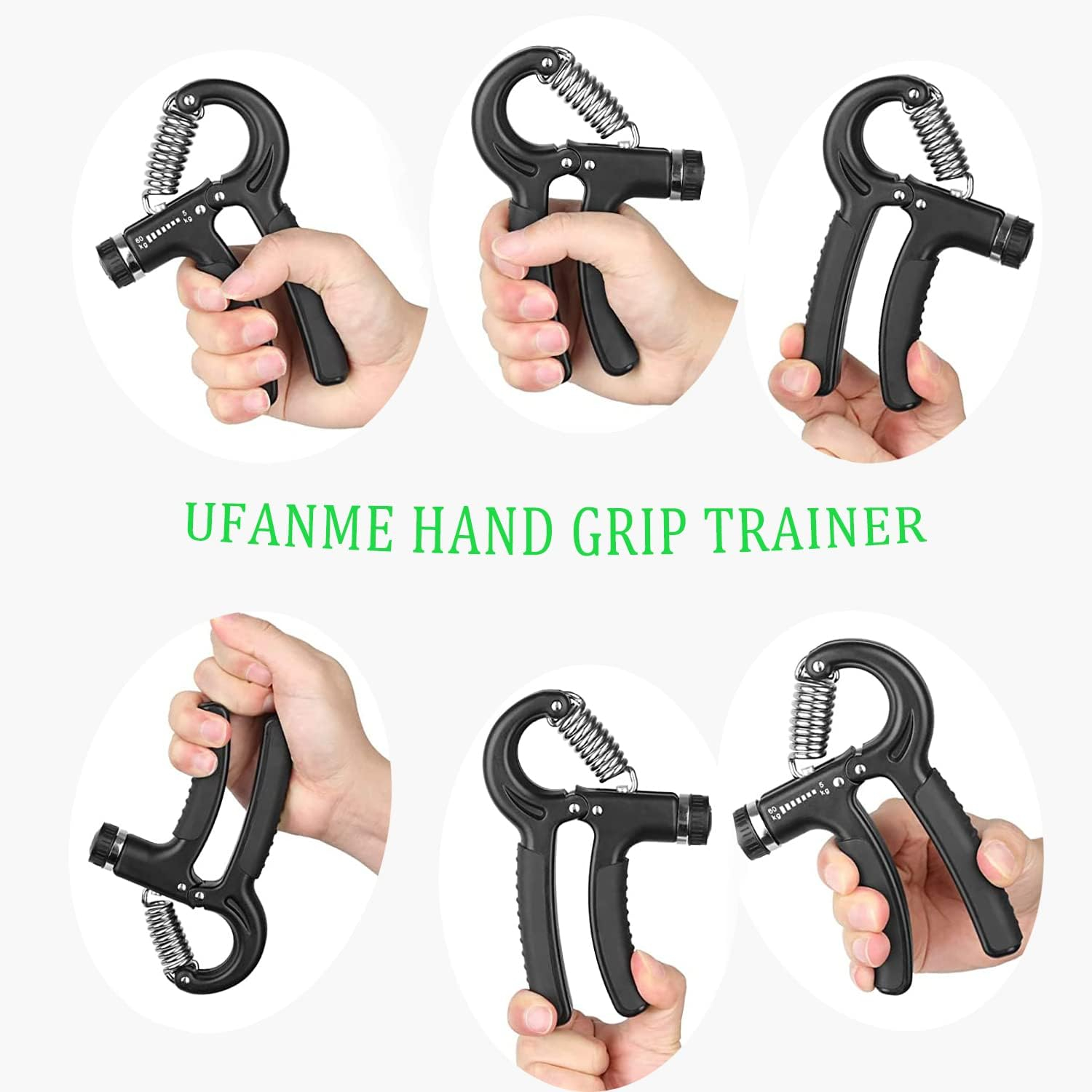 UFANME Hand Grip Strengthener, Grip Strength Trainer, 22-132 Lbs Adjustable Resistance Forearm Exerciser Workout for Rehabilitation Athletes Climbers Musicians