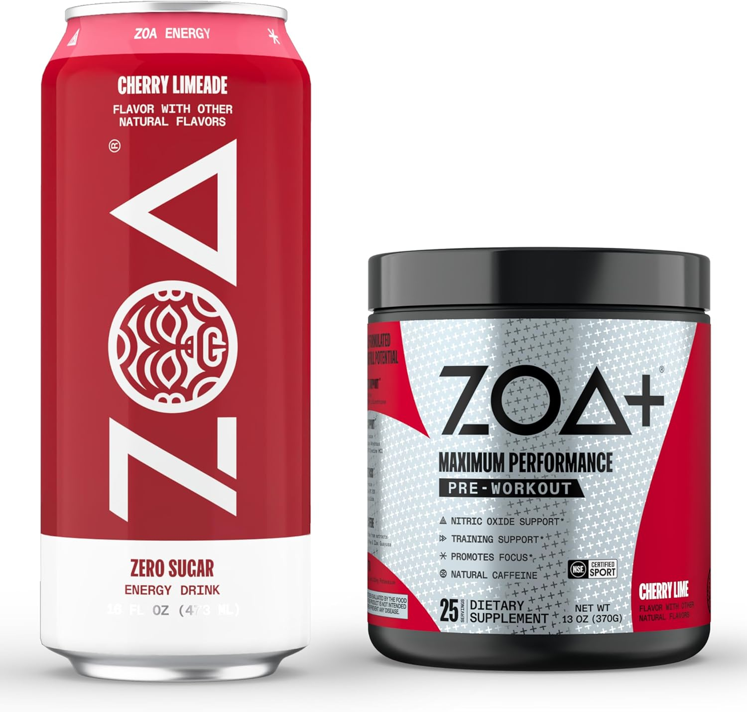 ZOA Energy Drink  Pre-Workout Powder Bundle, Cherry Limeade