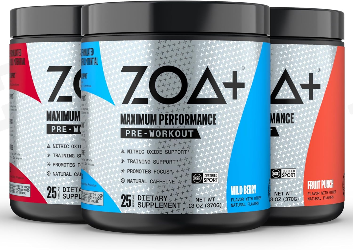 ZOA Pre-Workout Powder Bundle, All Flavors - 75 Servings (3-Pack)