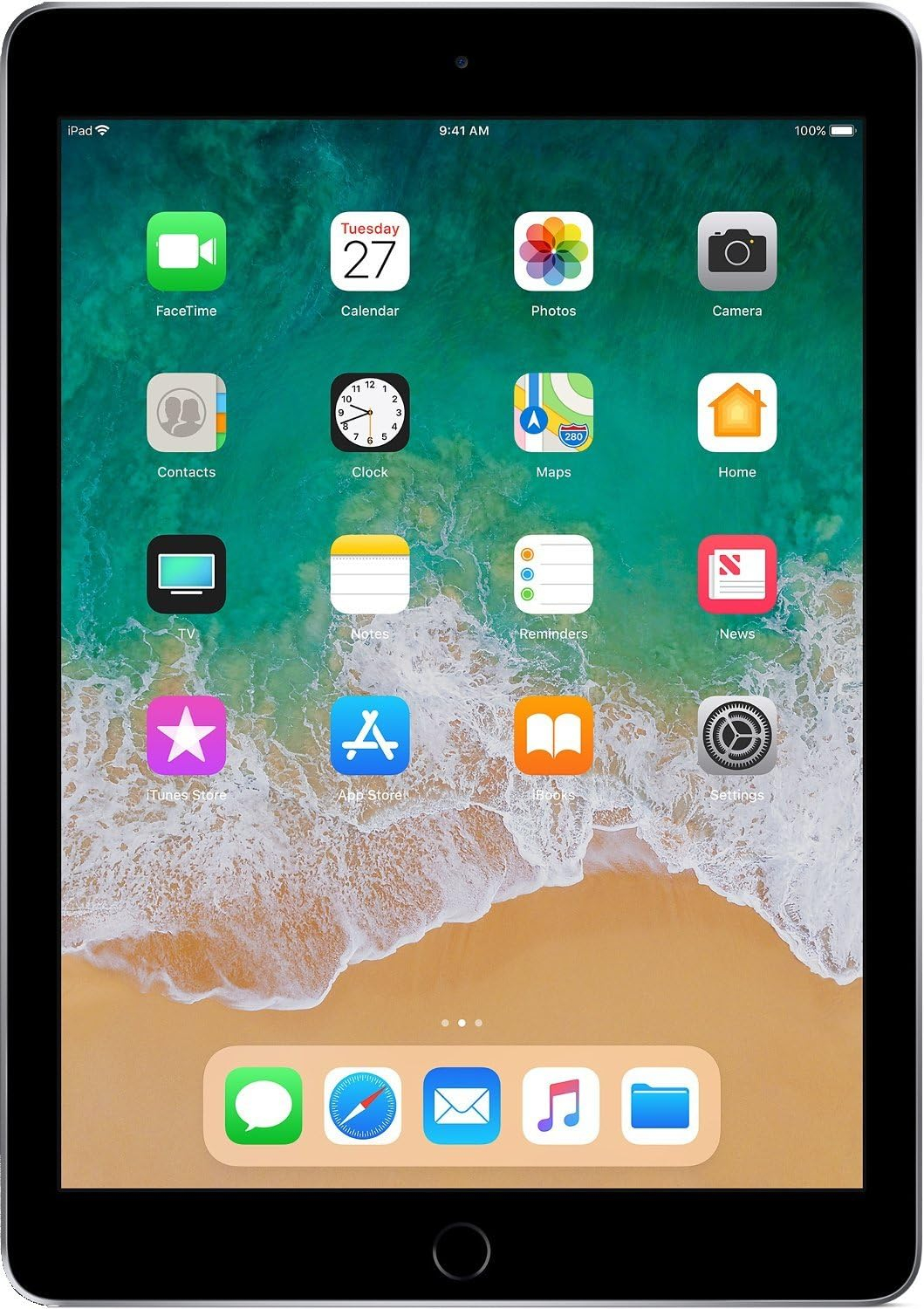 2018 Apple iPad 6th Gen (9.7- inch, Wi-Fi, 128GB)- Space gray (Renewed)