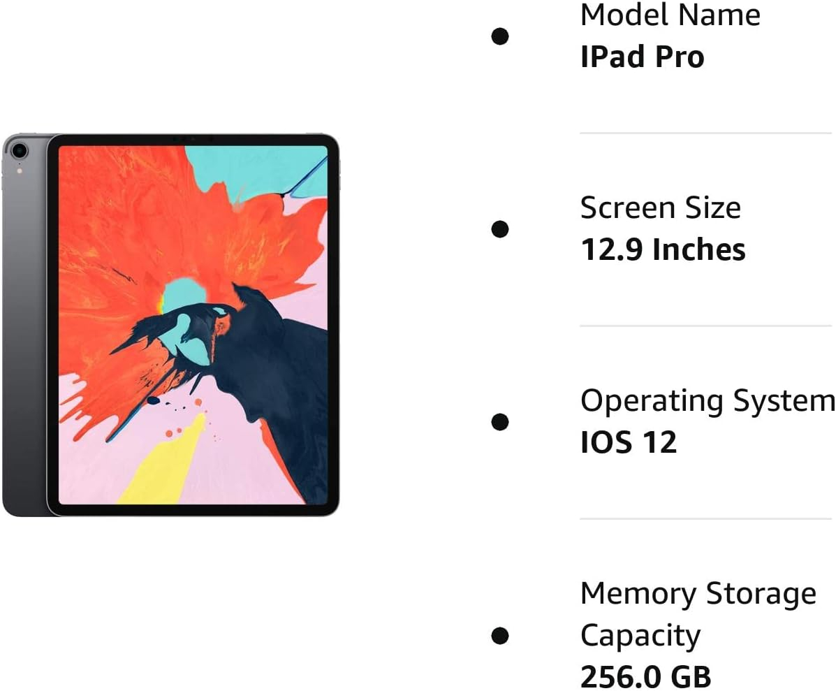 Apple iPad Pro 12.9-inch, 3rd Generation - Wi-Fi, 256GB - Space Gray (Renewed)