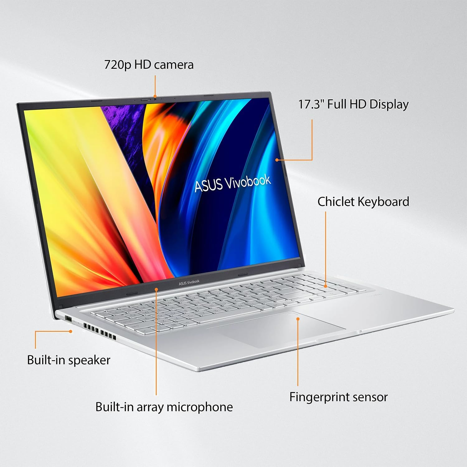 ASUS [Holiday Deals] Vivobook Laptop, Student and Business, 17.3 FHD Display, Intel Core i3-1220P Processor, 16GB RAM, 512GB PCIe SSD, Webcam, HDMI, FP Reader, Wi-Fi 6, Windows 11 Home, Silver