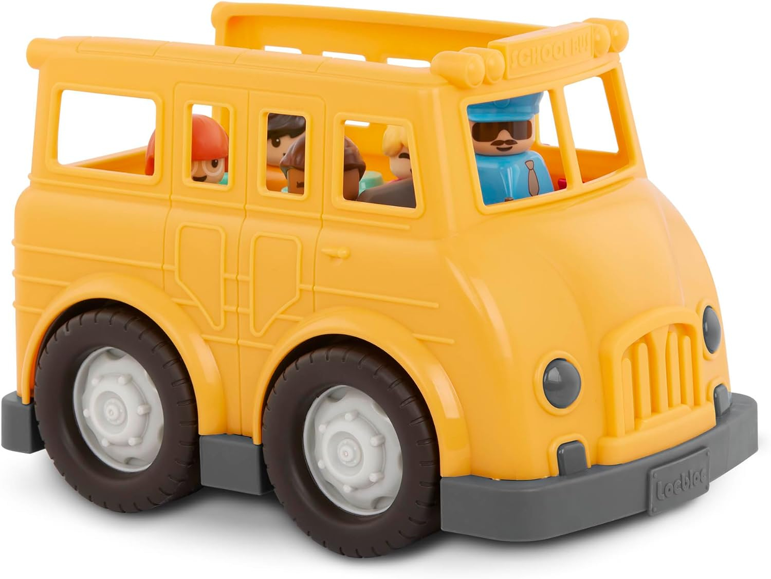 Battat – School Bus – 8Pc Construction Set – 5 Figures  2 Blocks – Build-On Vehicle – 12 Months + – Locbloc® School Bus
