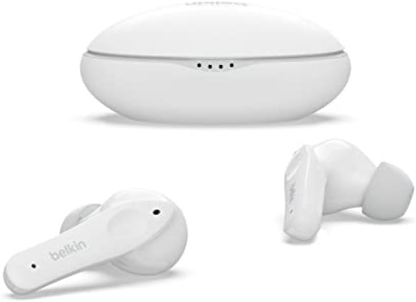 Belkin Soundform Nano - Bluetooth Earbuds for Kids with Built in Microphone - Kids Bluetooth Wireless Earbuds - Bluetooth Earbuds for iPhone, iPad, Galaxy  More - White