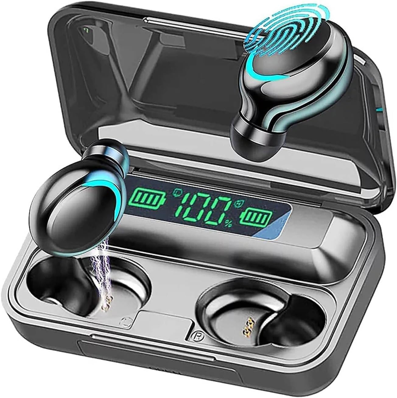 BMHOLU Wireless Earbuds with Large Charging Case and Phone Charging Function, IPX5 Waterproof, Hi-Fi Stereo Sound, Touch Control, for iOS/Android - Perfect for Active Lifestyle