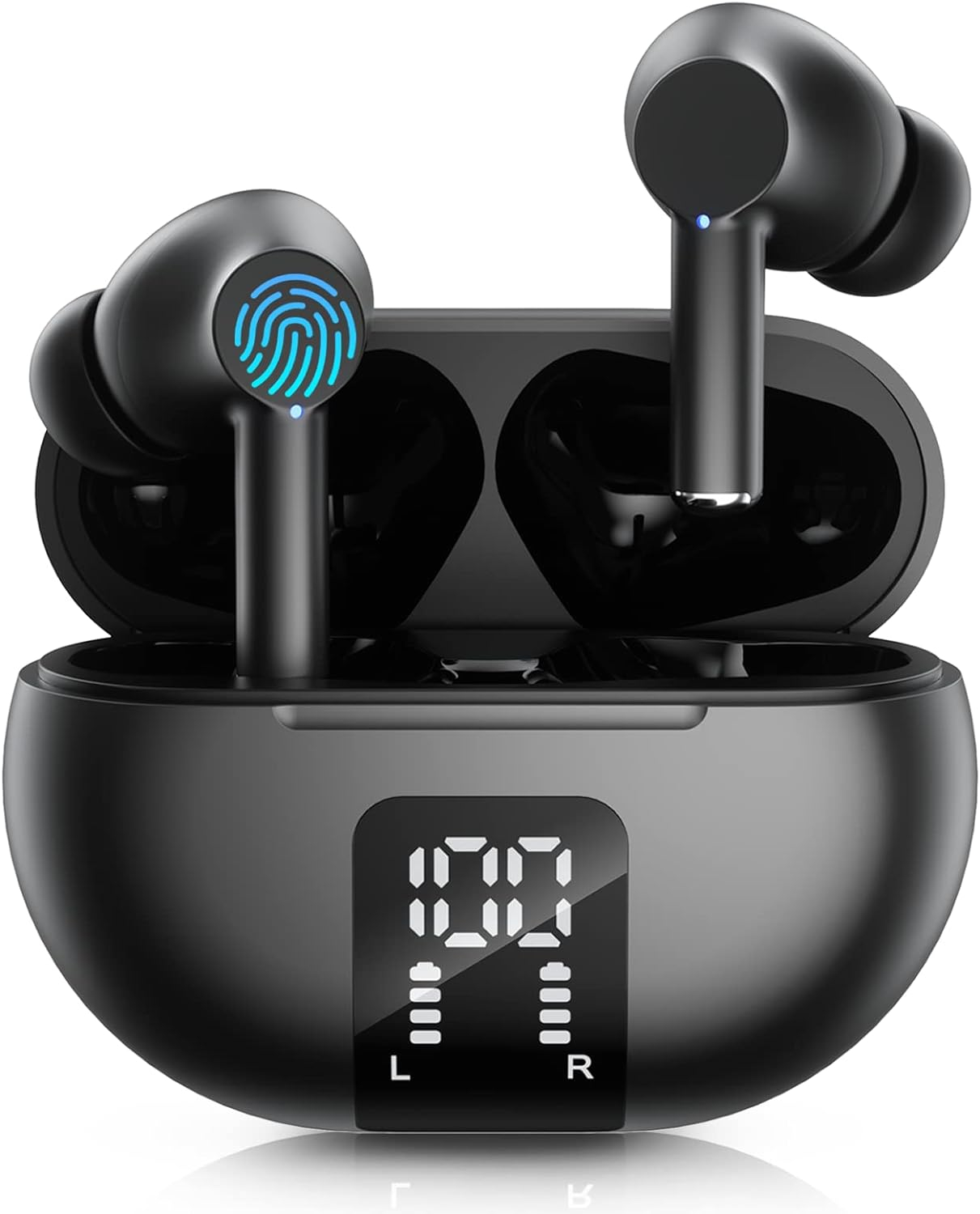 Carego Wireless Ear Buds Bluetooth Earbuds,60H Playback LED Display Bluetooth 5.3 Headphone with Mic,Noise Cancellation Stereo Sound,Waterproof Earphones for iPhone/Samsung/Android Gifts for Men/Women