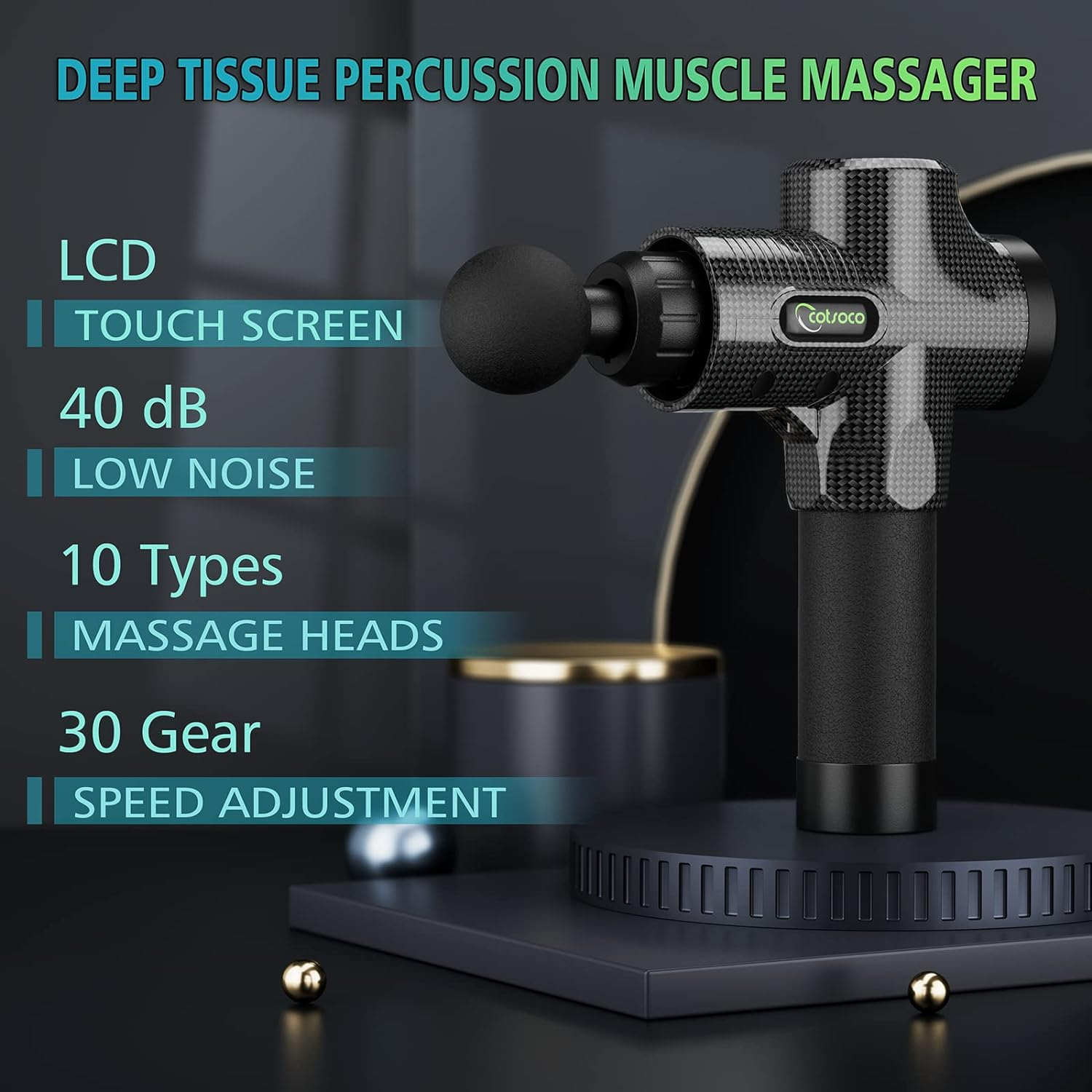 Handheld Muscle Massage Gun Deep Tissue, Percussion Back Massager Gun for Athletes,Pain Relief, Super Quiet Electric Sport Massager