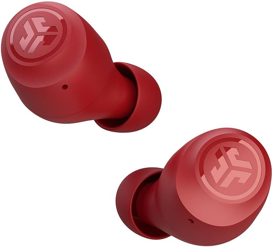 JLab Go Air Pop True Wireless Bluetooth Earbuds + Charging Case, Rose Red, Dual Connect, IPX4 Sweat Resistance, Bluetooth 5.1 Connection, 3 EQ Sound Settings Signature, Balanced, Bass Boost