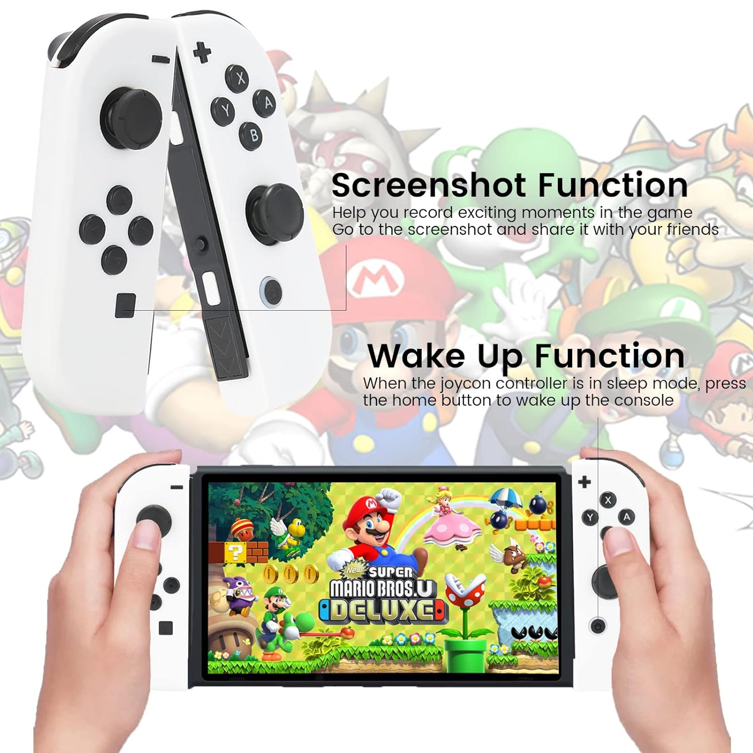 Joycon Controller Compatible for Switch, Wireless Joy Cons Replacement for Switch Controller, Left and Right Switch Joycons Support Dual Vibration/Wake-up Function/Motion Control
