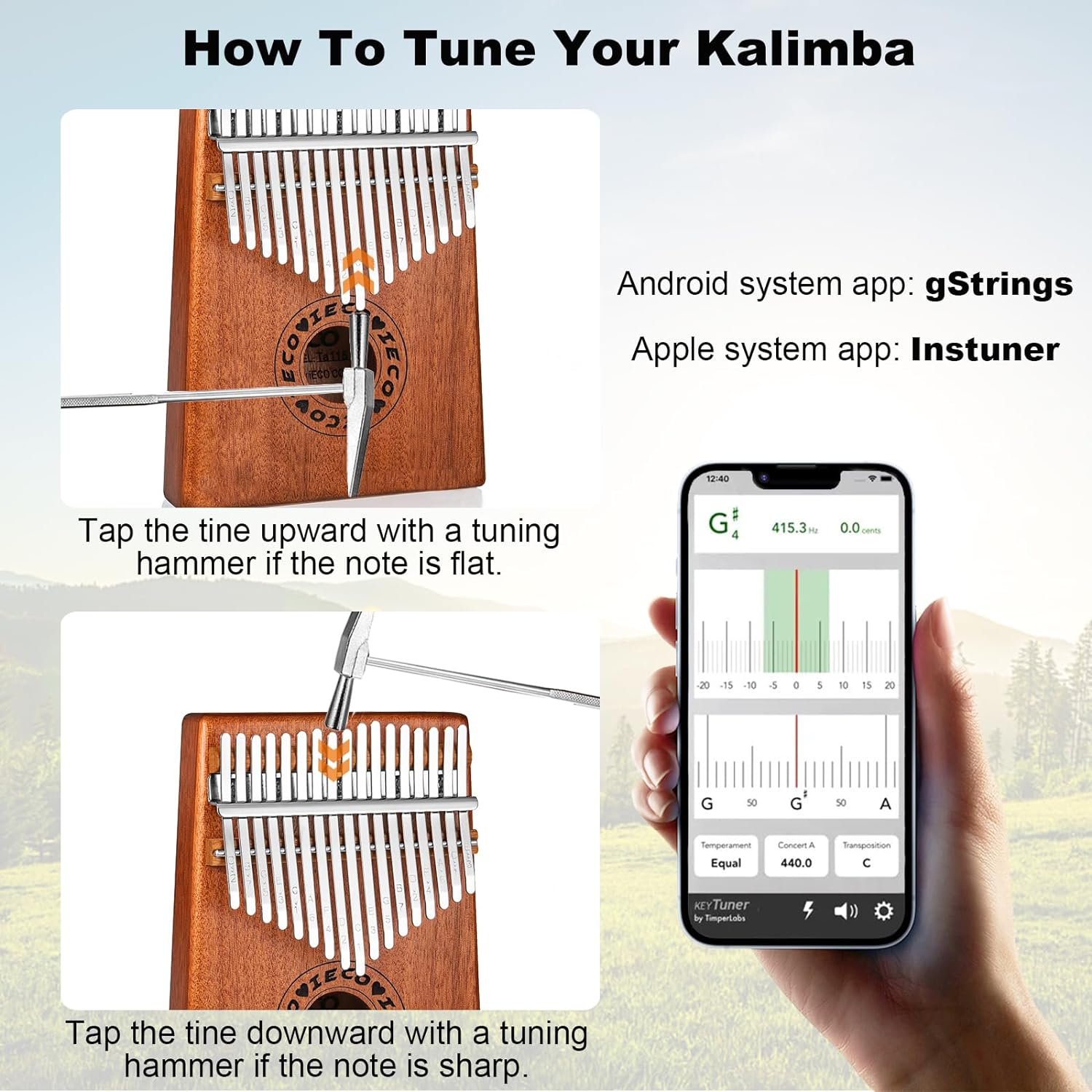 Kalimba Thumb Piano 17 Keys Portable Finger Piano Marimba Music Gifts for Adults Kids