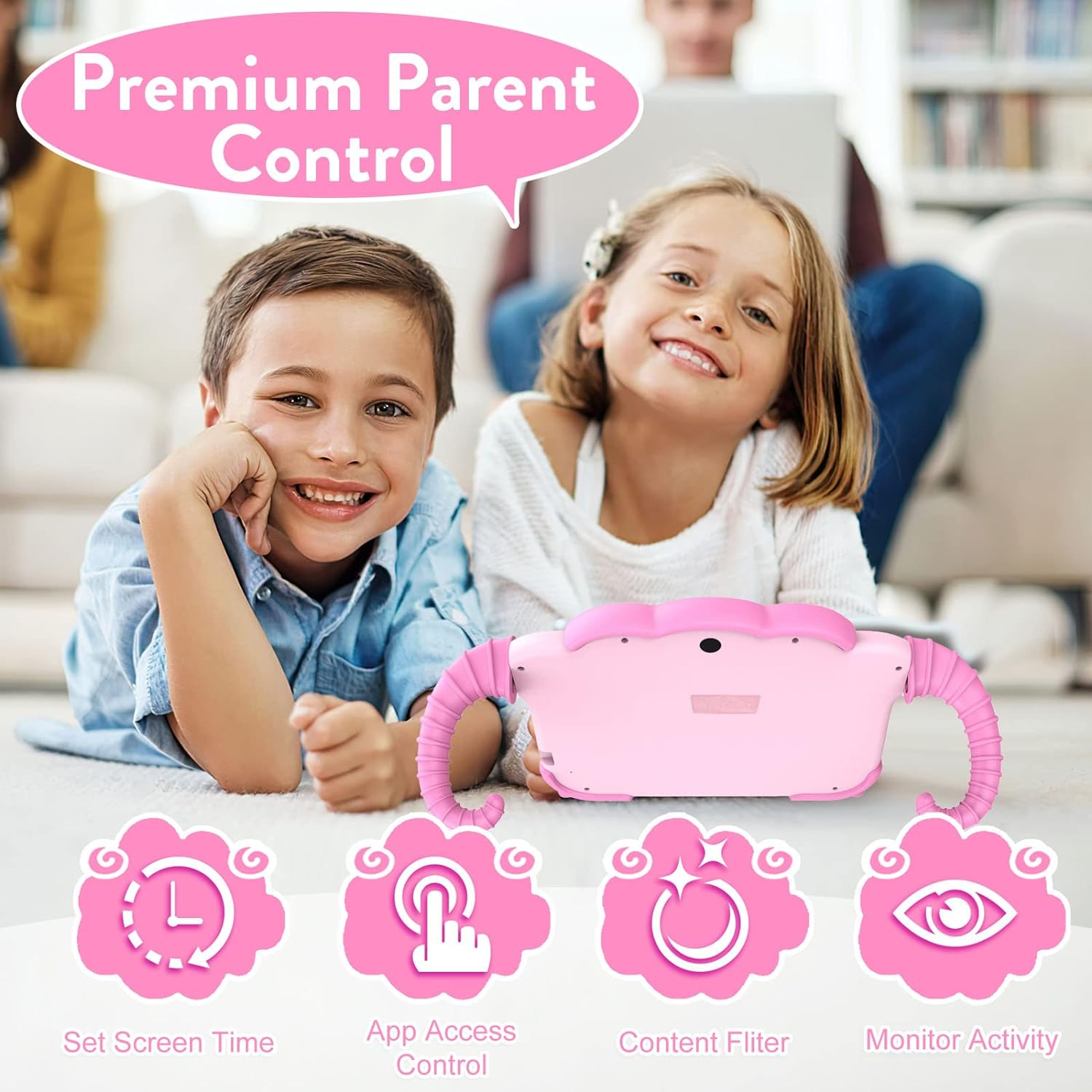 Kids Tablet 7 inch Tablet for Kids Toddlers Tablet with Case WiFi Dual Camera, Kids Android Learning Tablet Kids Software Installed Parental Control for Boys Girls YouTube Netflix