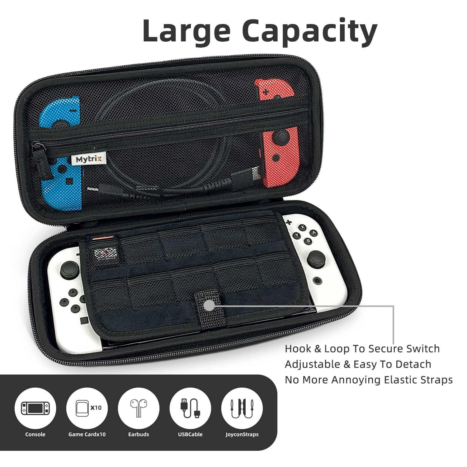 Mytrix Carrying Case for Nintendo Switch/OLED/Lite, Portable Hard Shell Pouch for Switch Console Accessories Protective Travel Storage Bag for Switch with10 Game Card Slots, White (Samurai)